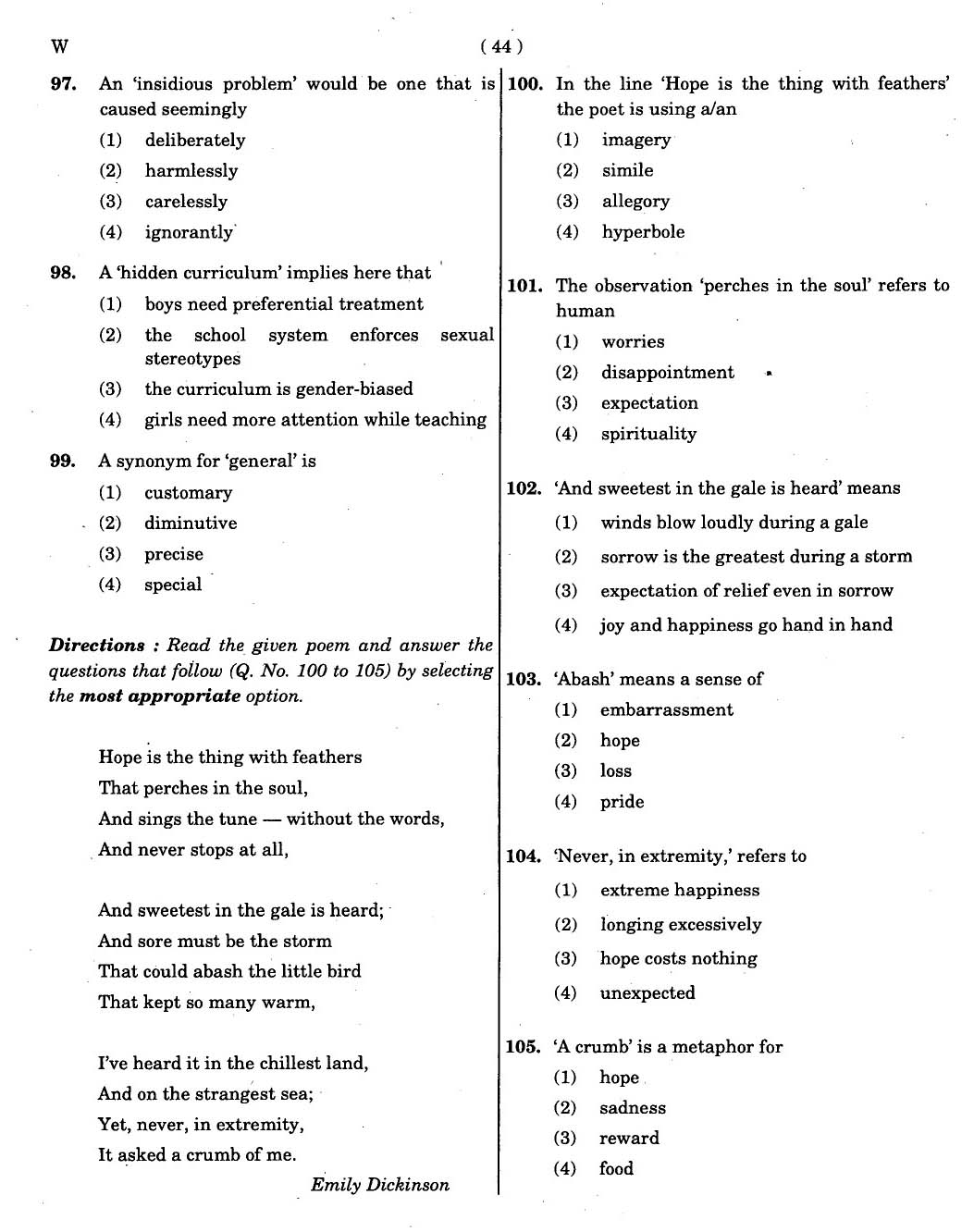 CTET November 2012 Paper 2 Part IV Language 1 English 2