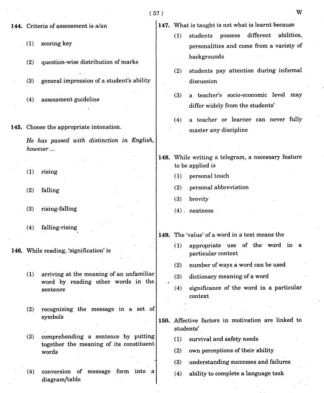 CTET November 2012 Paper 2 Part V Language II English 5