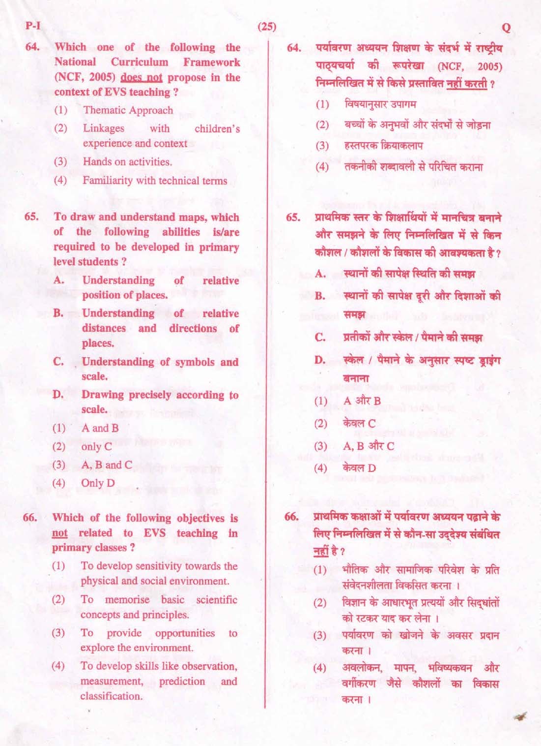 CTET September 2015 Paper 1 Part III Environmental Studies 2