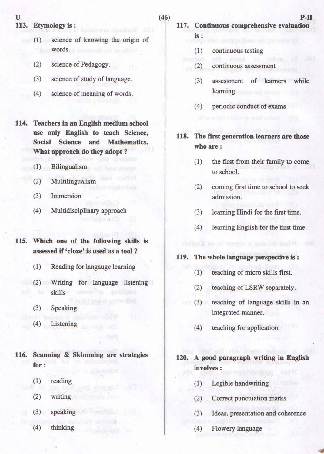 CTET September 2015 Paper 2 Part IV Language 1 English 5