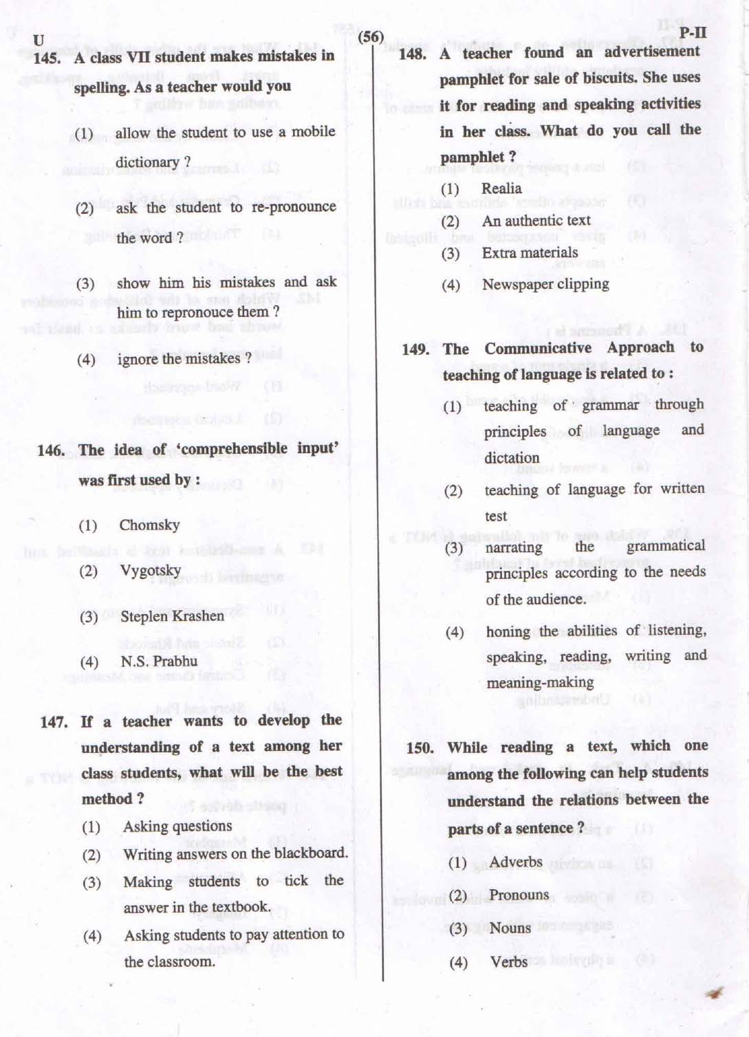 CTET September 2015 Paper 2 Part V Language II English 5