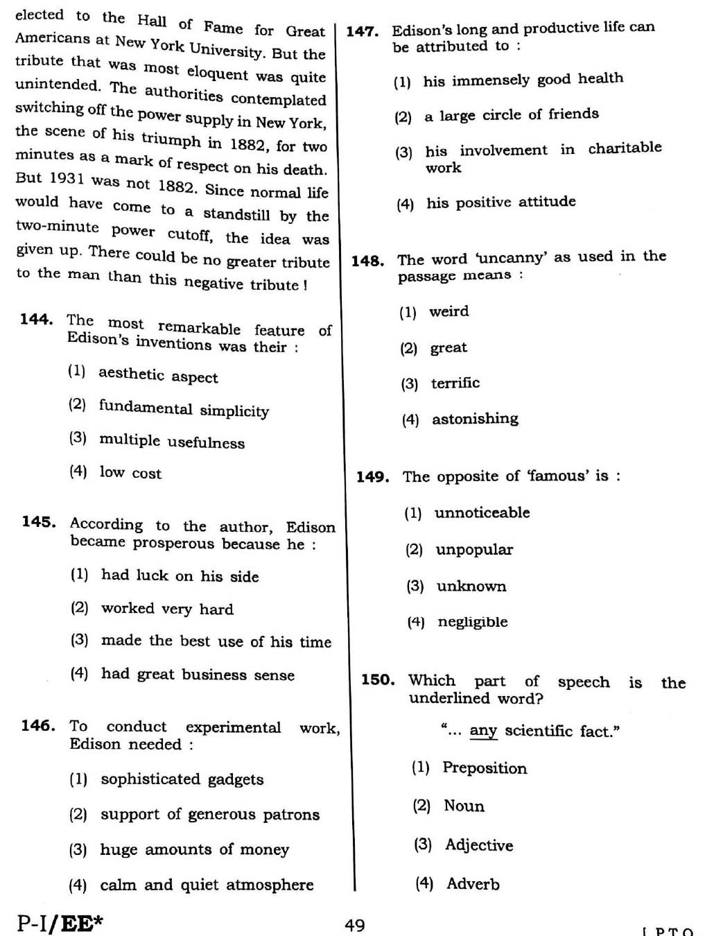 CTET September 2016 Paper 1 Part V Language II English 6