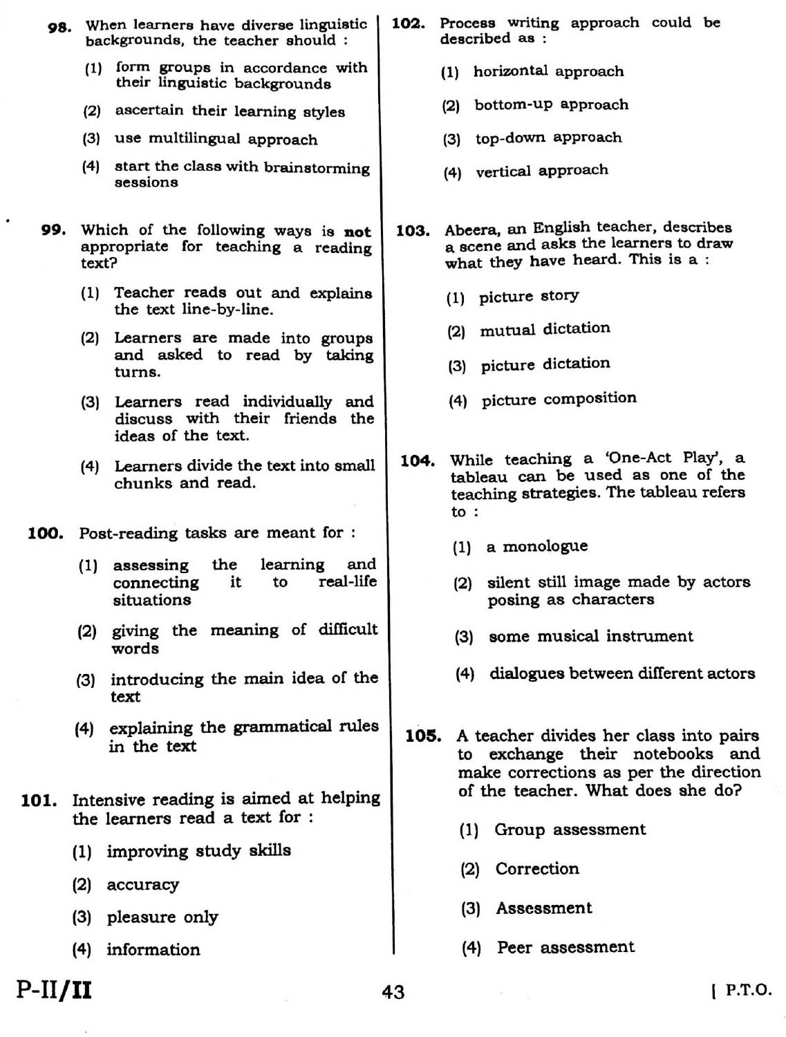 CTET September 2016 Paper 2 Part IV Language 1 English 2