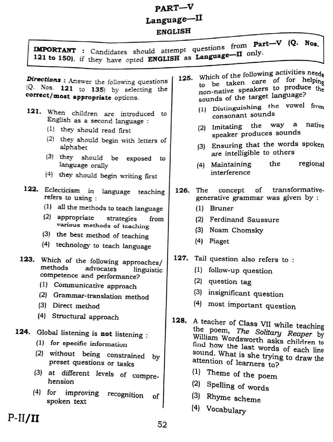 CTET September 2016 Paper 2 Part V Language II English 1