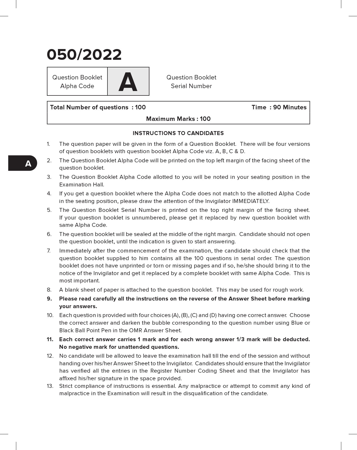 KPSC Electrician Exam 2022 Code 0502022 1