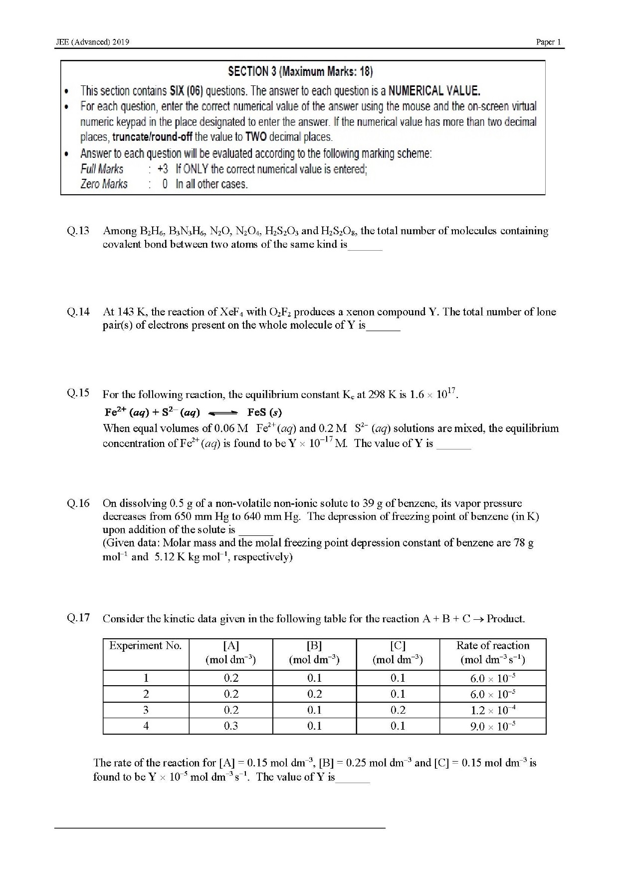 JEE Advanced English Question Paper 2019 Paper 1 Chemistry 7