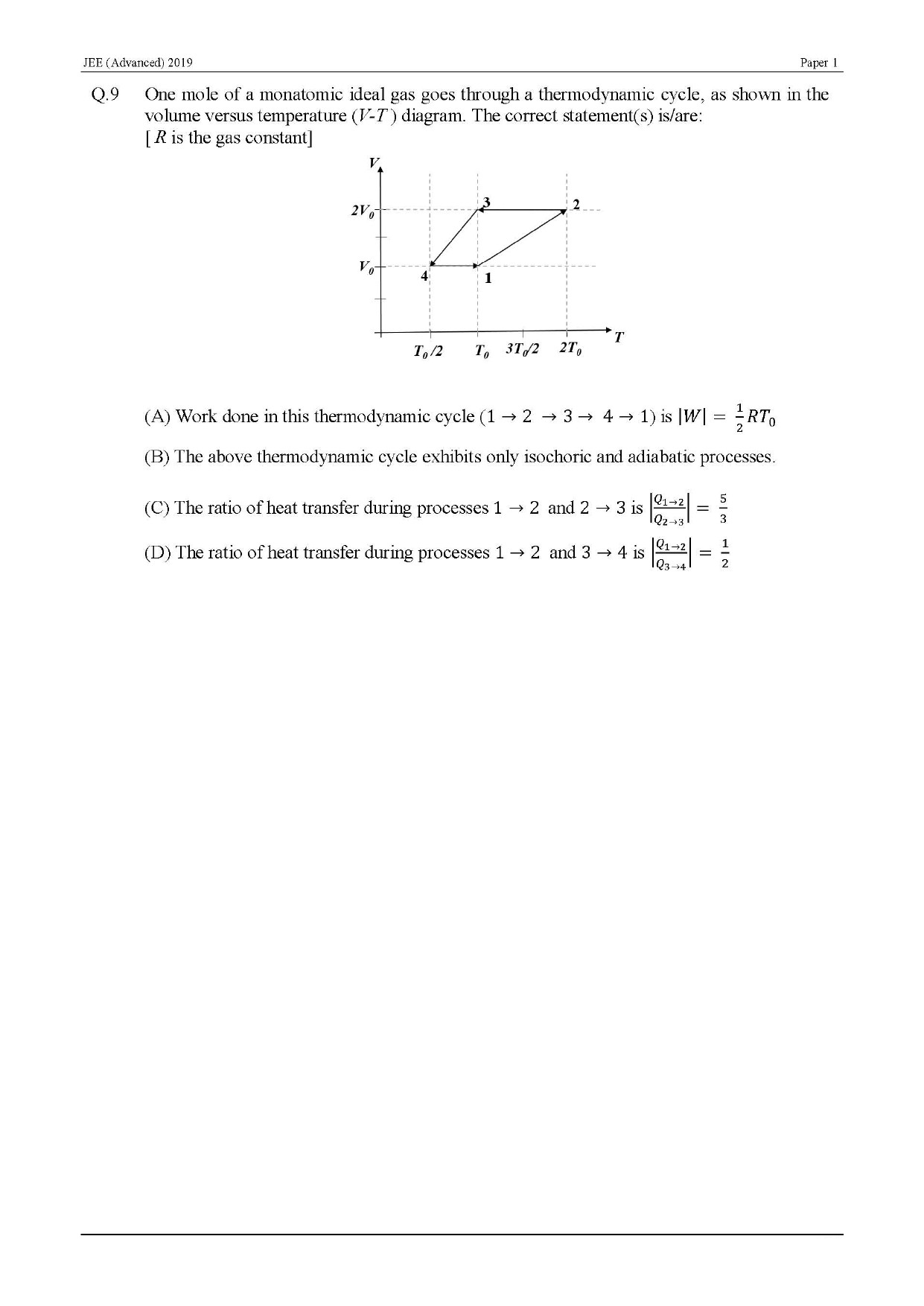 JEE Advanced English Question Paper 2019 Paper 1 Physics 7