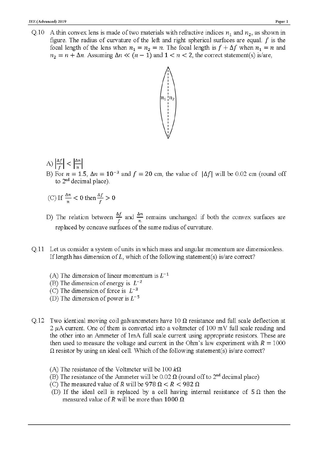 JEE Advanced English Question Paper 2019 Paper 1 Physics 8