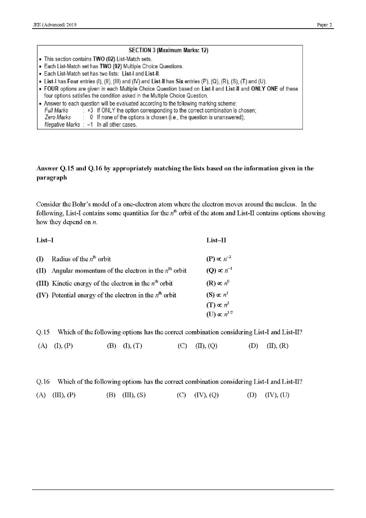 JEE Advanced English Question Paper 2019 Paper 2 Chemistry 7