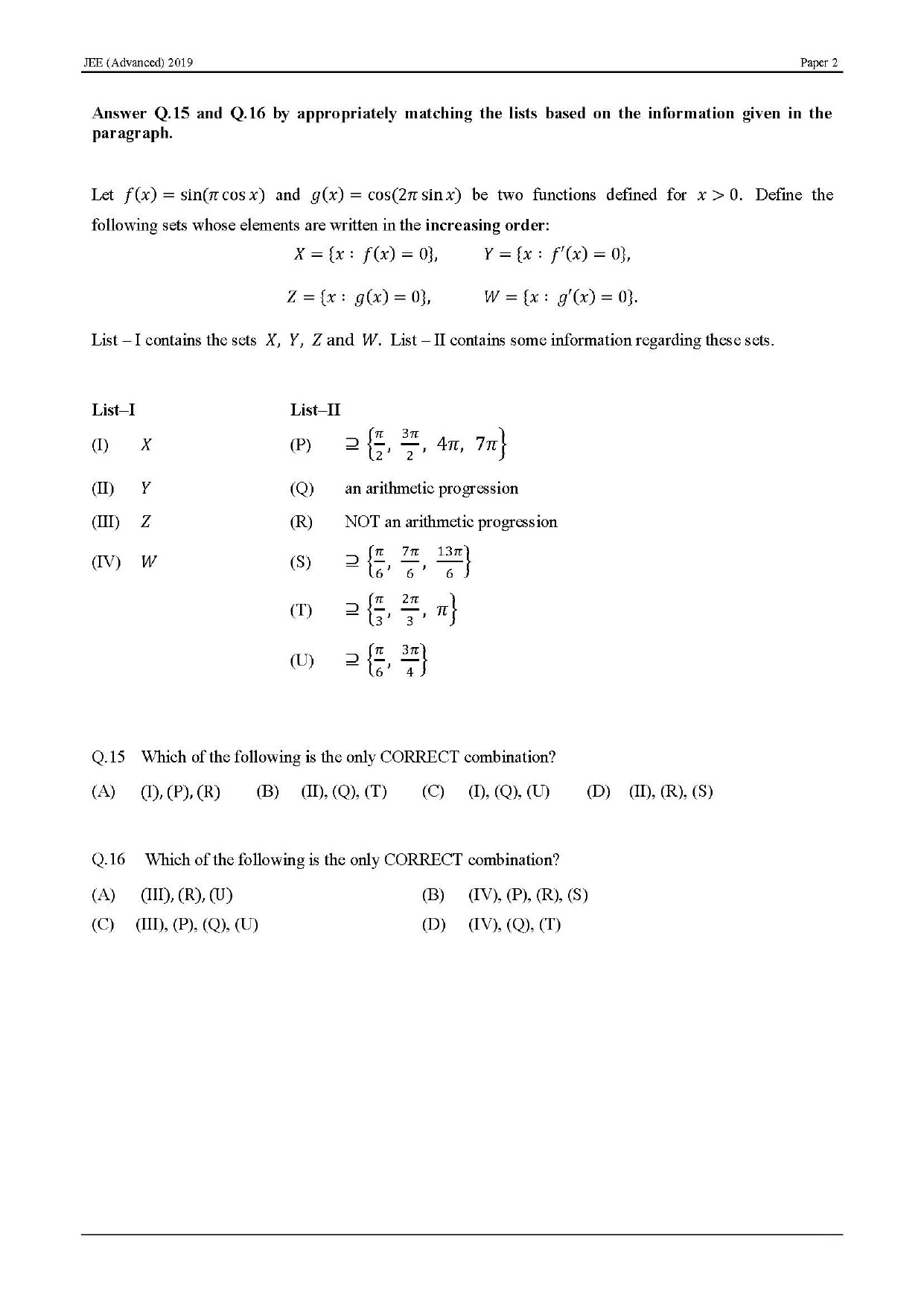 JEE Advanced English Question Paper 2019 Paper 2 Mathematics 8