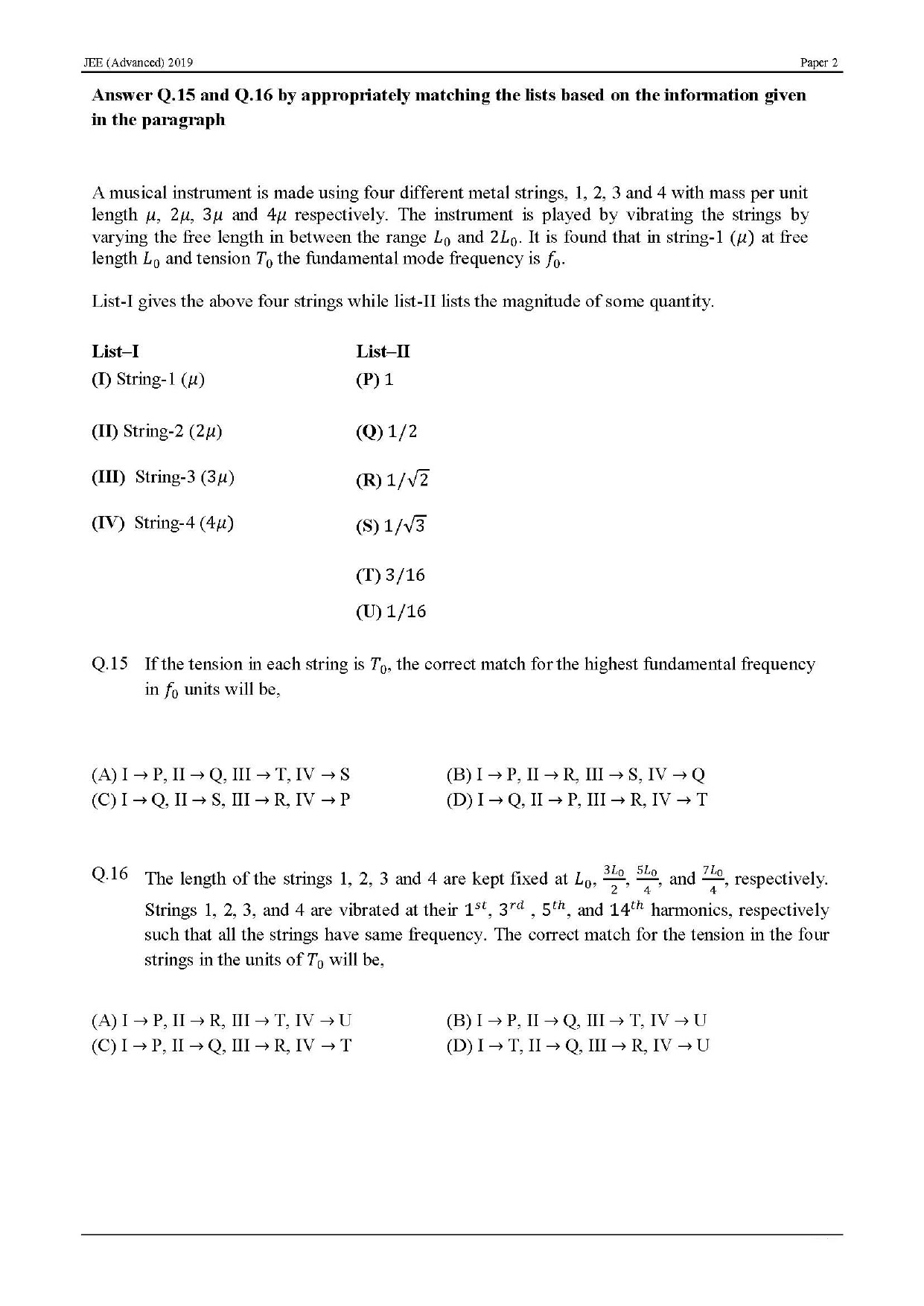JEE Advanced English Question Paper 2019 Paper 2 Physics 11