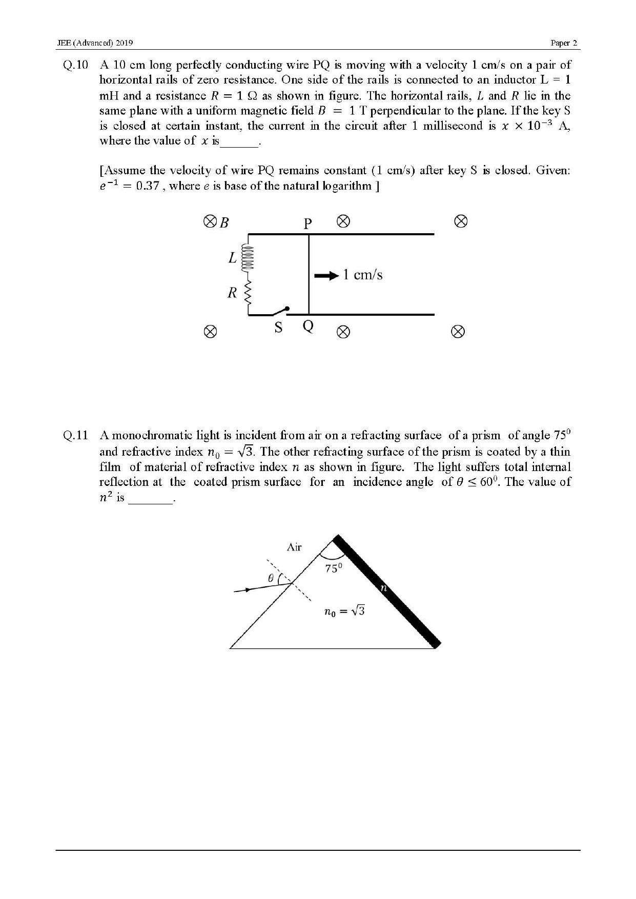 JEE Advanced English Question Paper 2019 Paper 2 Physics 8