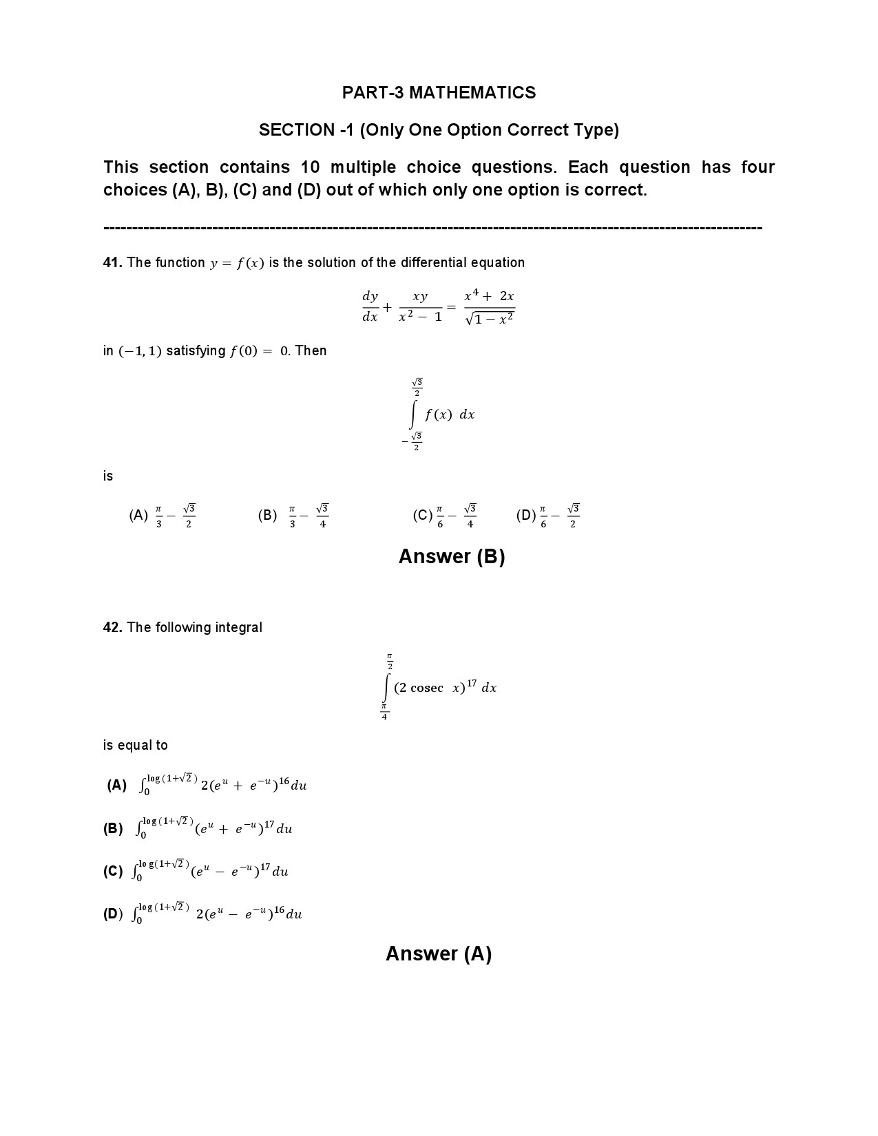 JEE Advanced Exam Question Paper 2014 Paper 2 Mathematics 1
