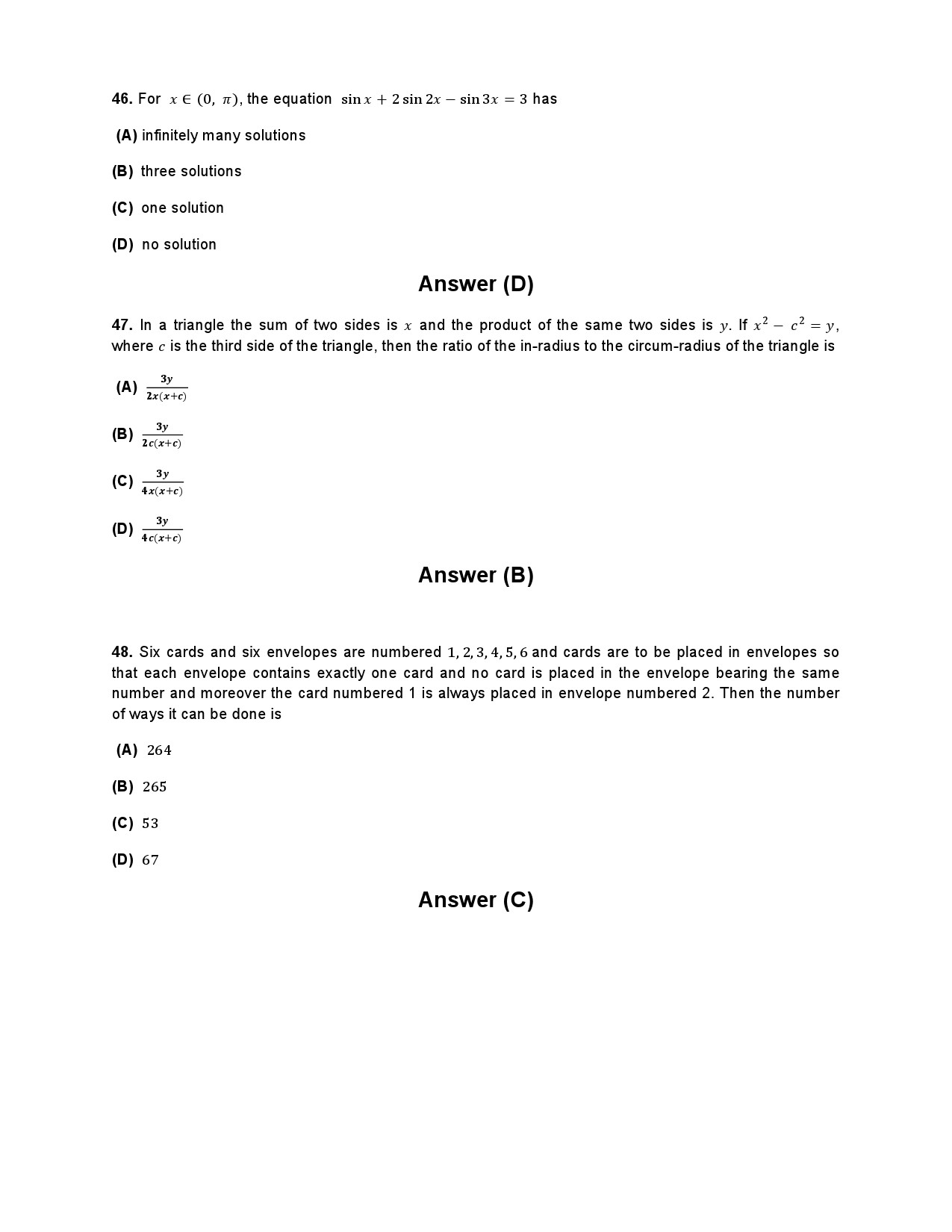 JEE Advanced Exam Question Paper 2014 Paper 2 Mathematics 3