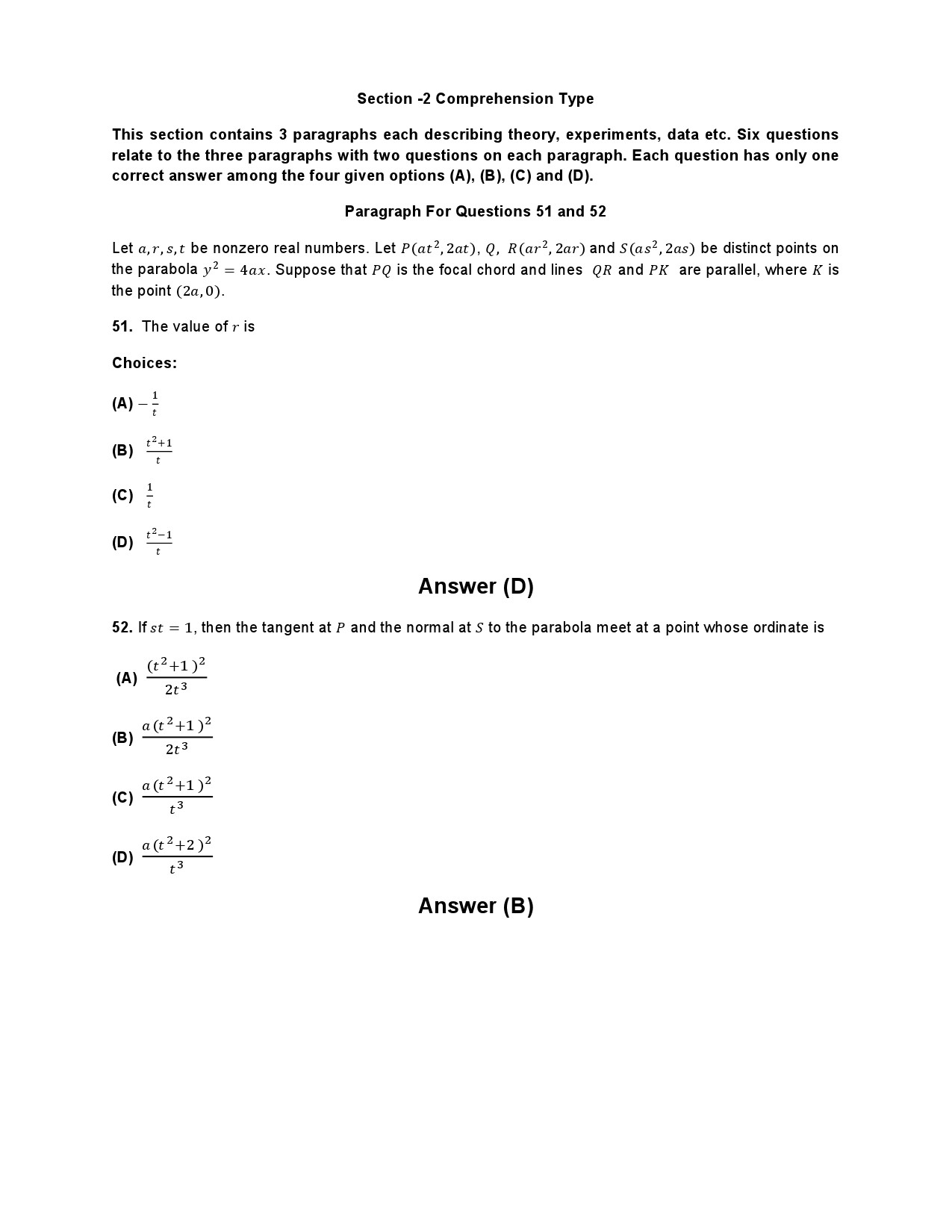 JEE Advanced Exam Question Paper 2014 Paper 2 Mathematics 5