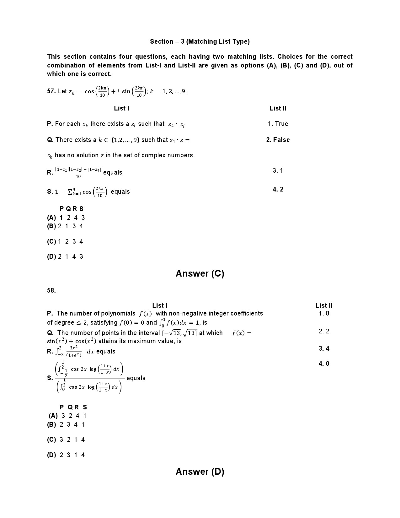 JEE Advanced Exam Question Paper 2014 Paper 2 Mathematics 8