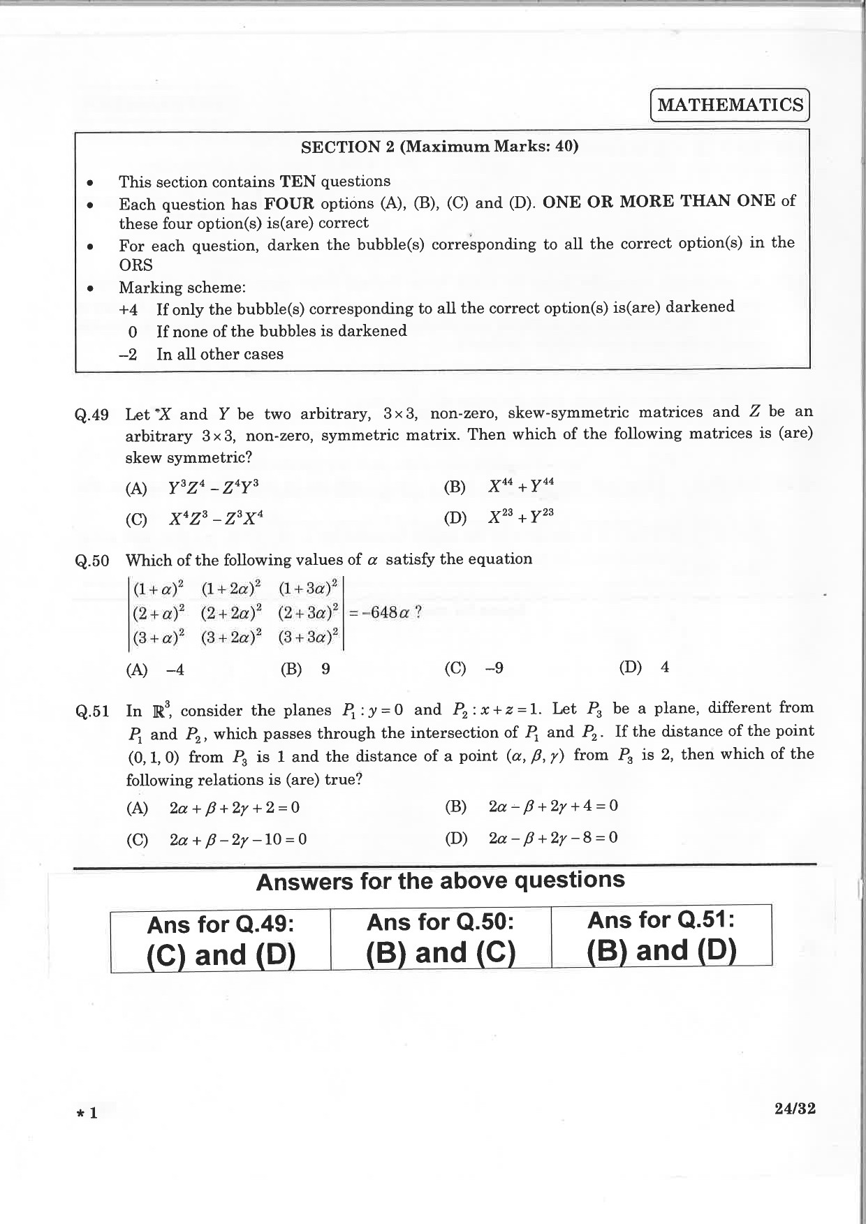 JEE Advanced Exam Question Paper 2015 Paper 1 Mathematics 3