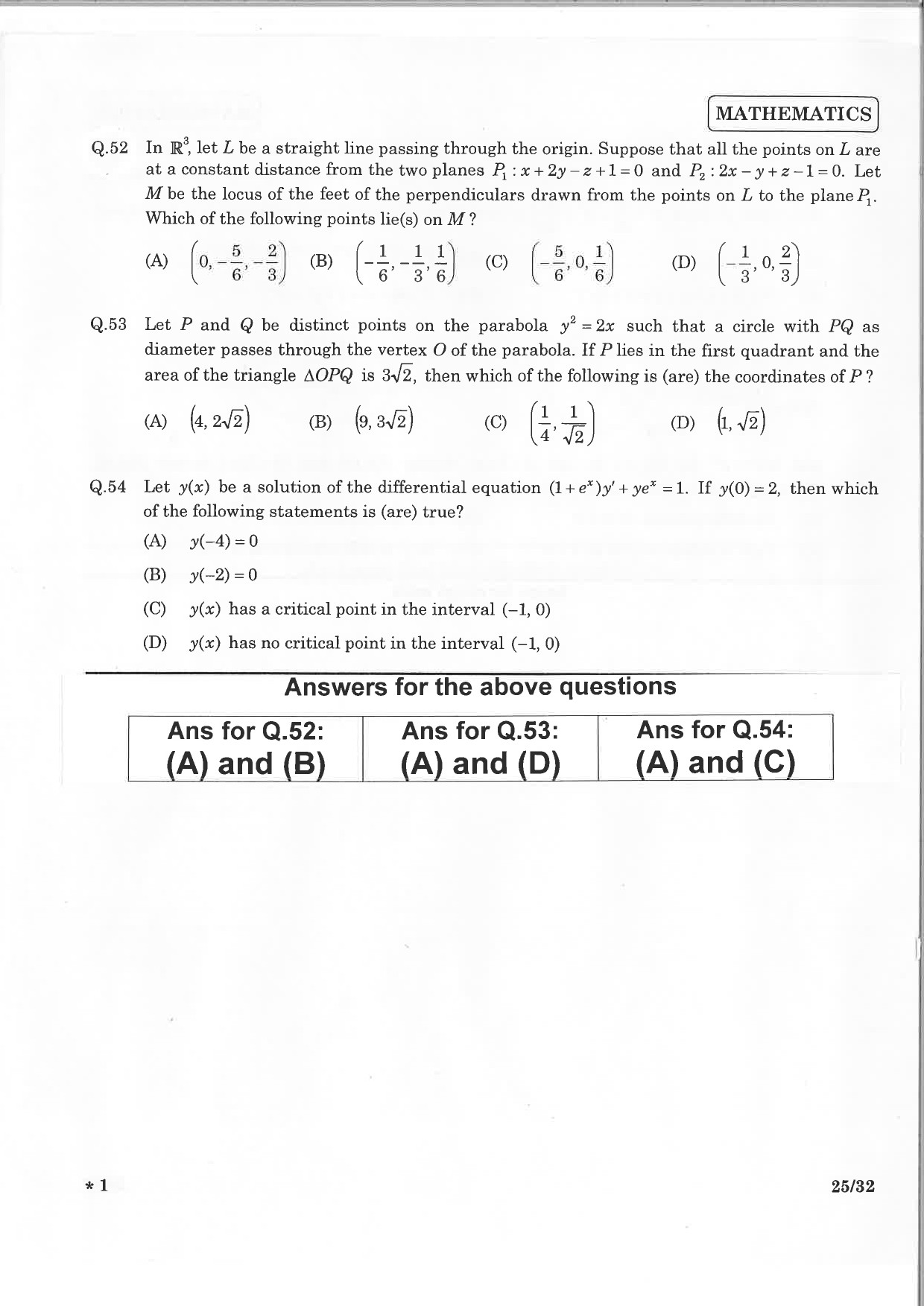 JEE Advanced Exam Question Paper 2015 Paper 1 Mathematics 4
