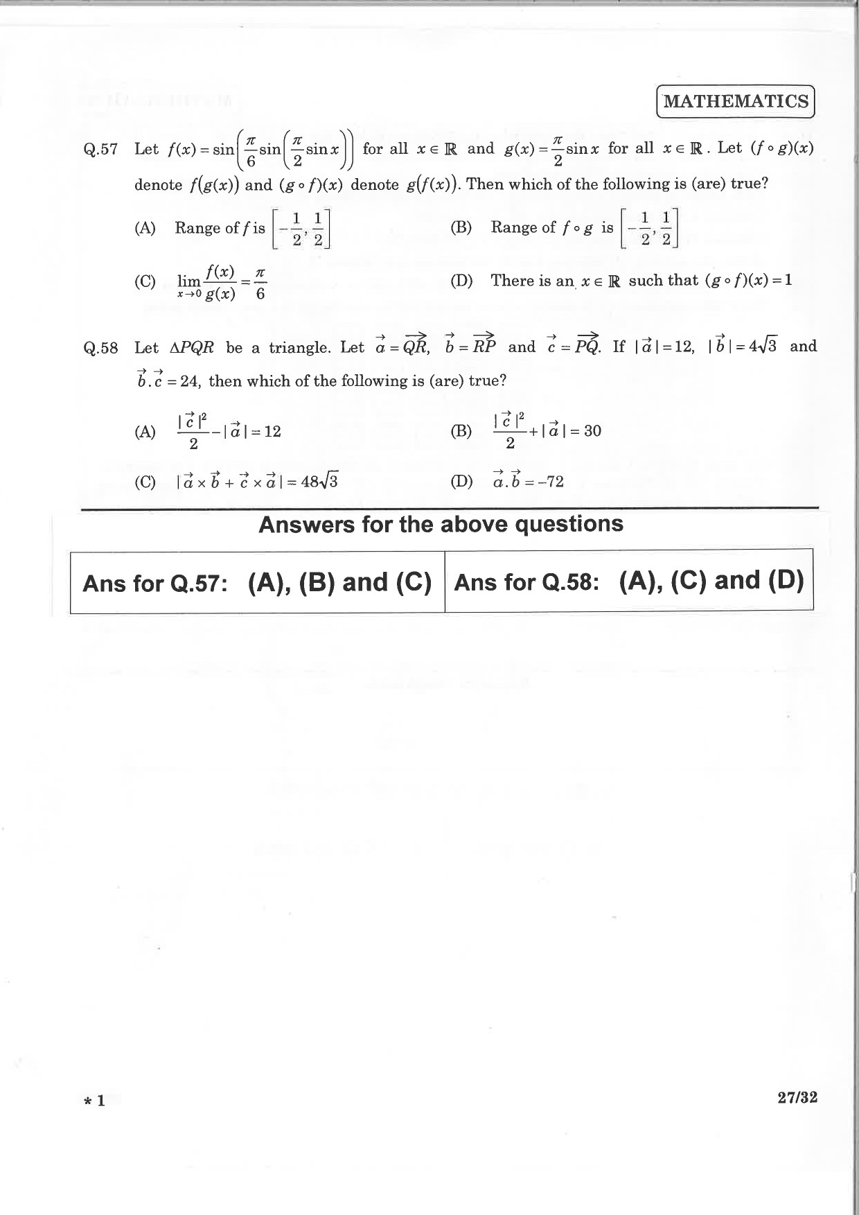 JEE Advanced Exam Question Paper 2015 Paper 1 Mathematics 6