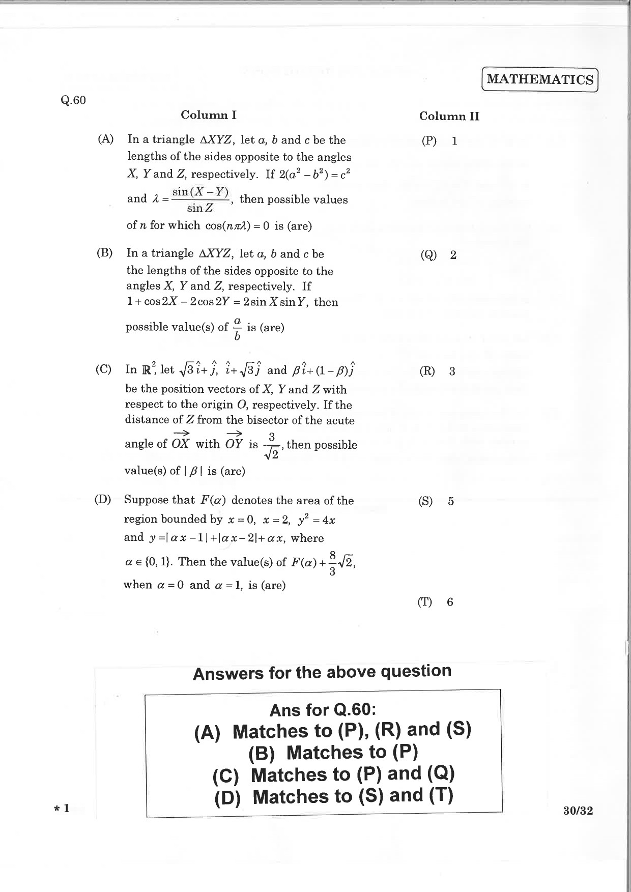 JEE Advanced Exam Question Paper 2015 Paper 1 Mathematics 9