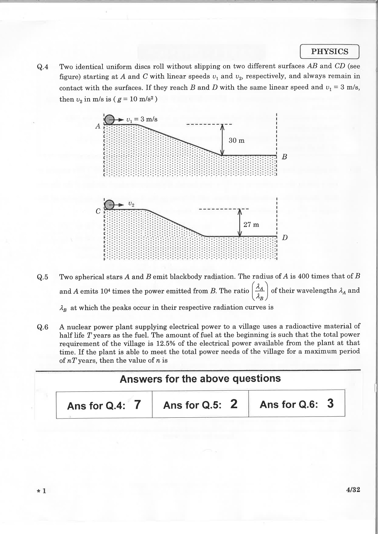 JEE Advanced Exam Question Paper 2015 Paper 1 Physics 2