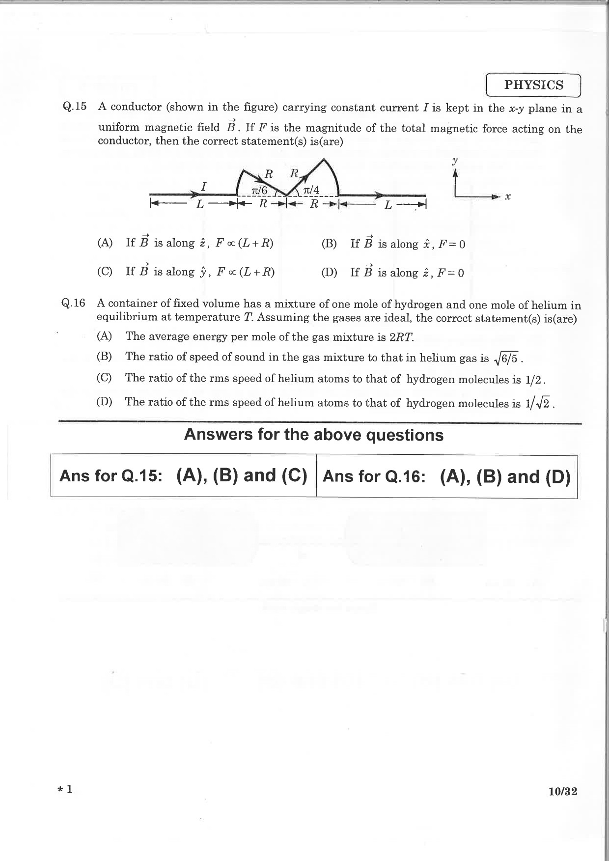 JEE Advanced Exam Question Paper 2015 Paper 1 Physics 8
