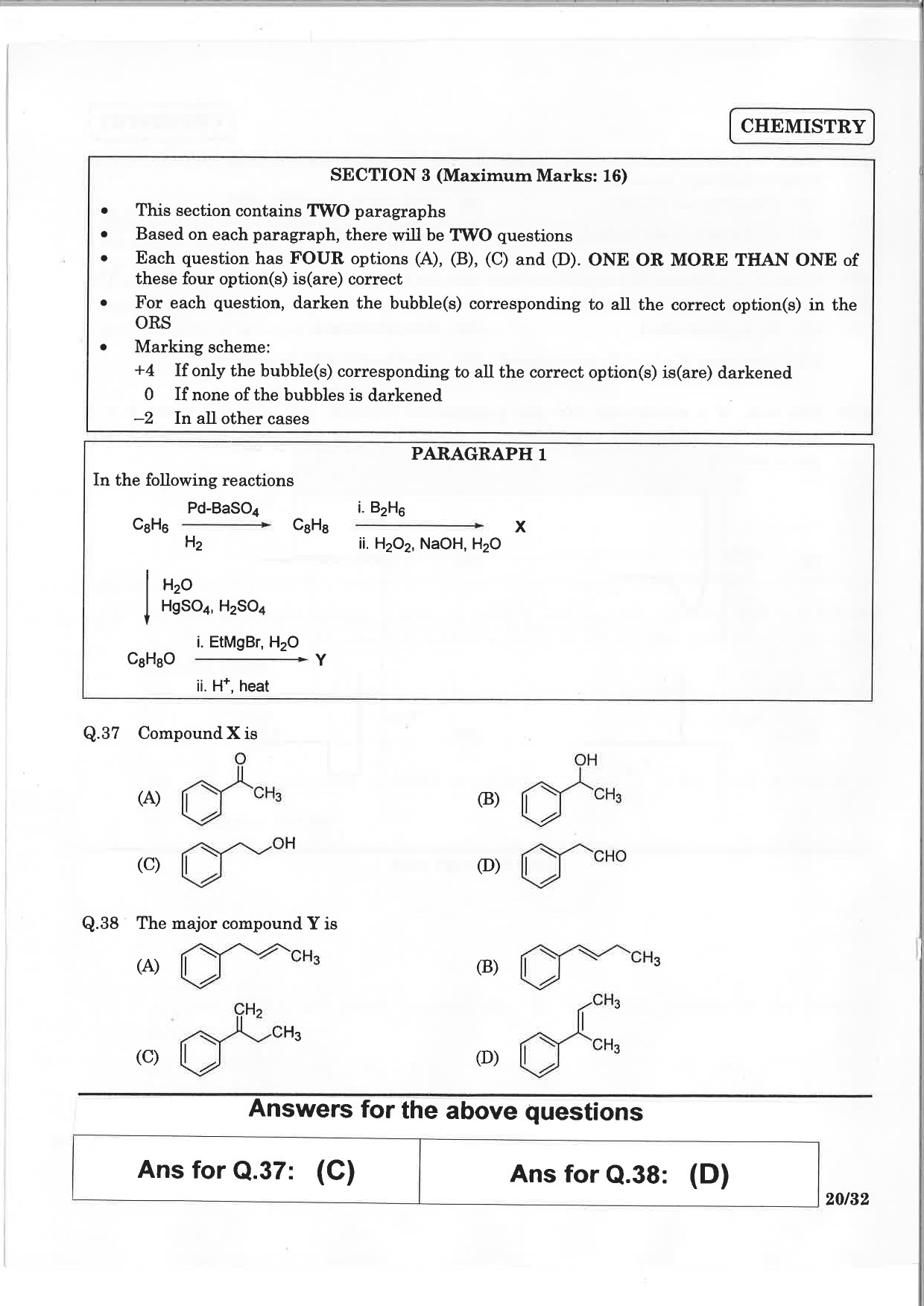 JEE Advanced Exam Question Paper 2015 Paper 2 Chemistry 6