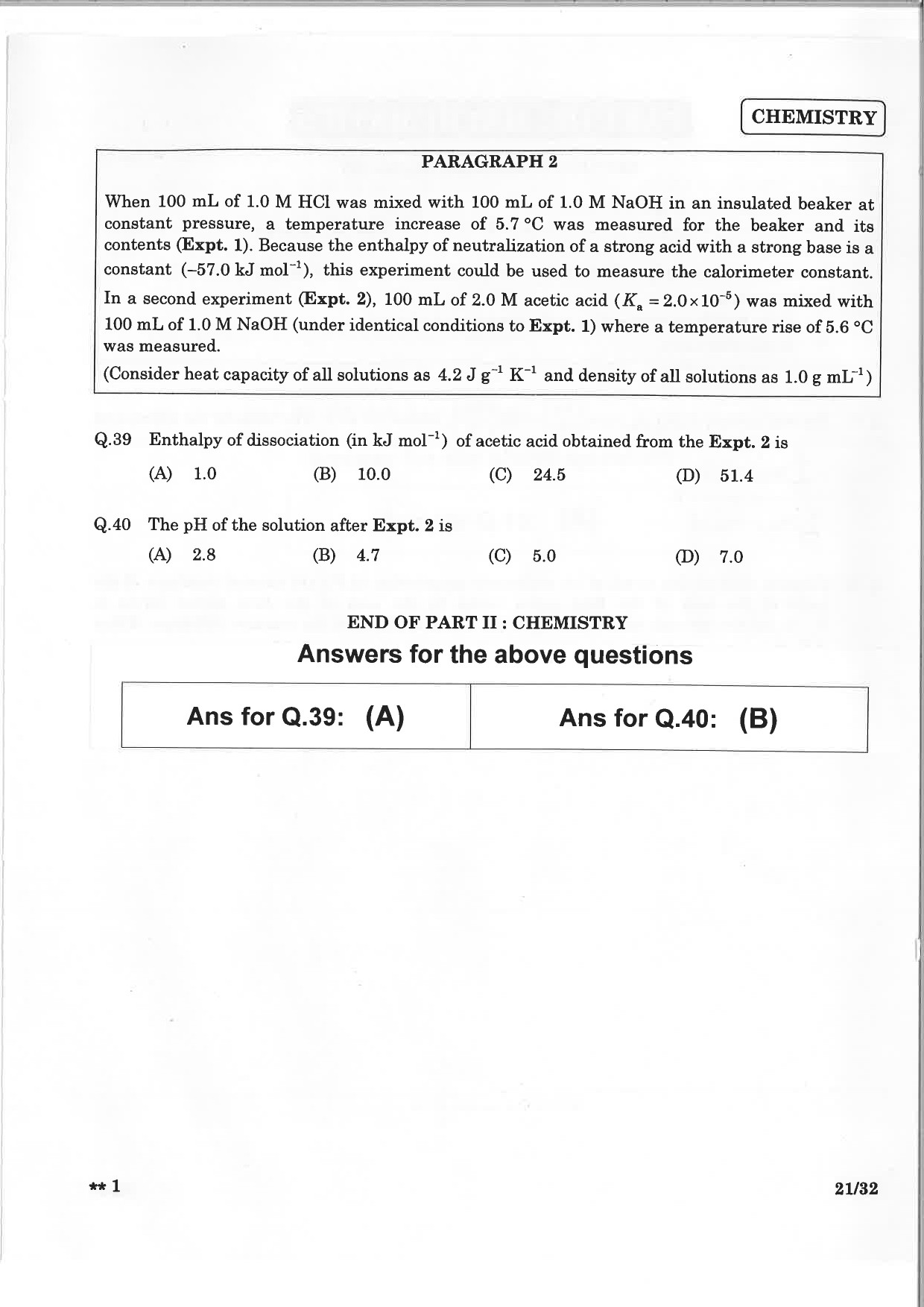 JEE Advanced Exam Question Paper 2015 Paper 2 Chemistry 7