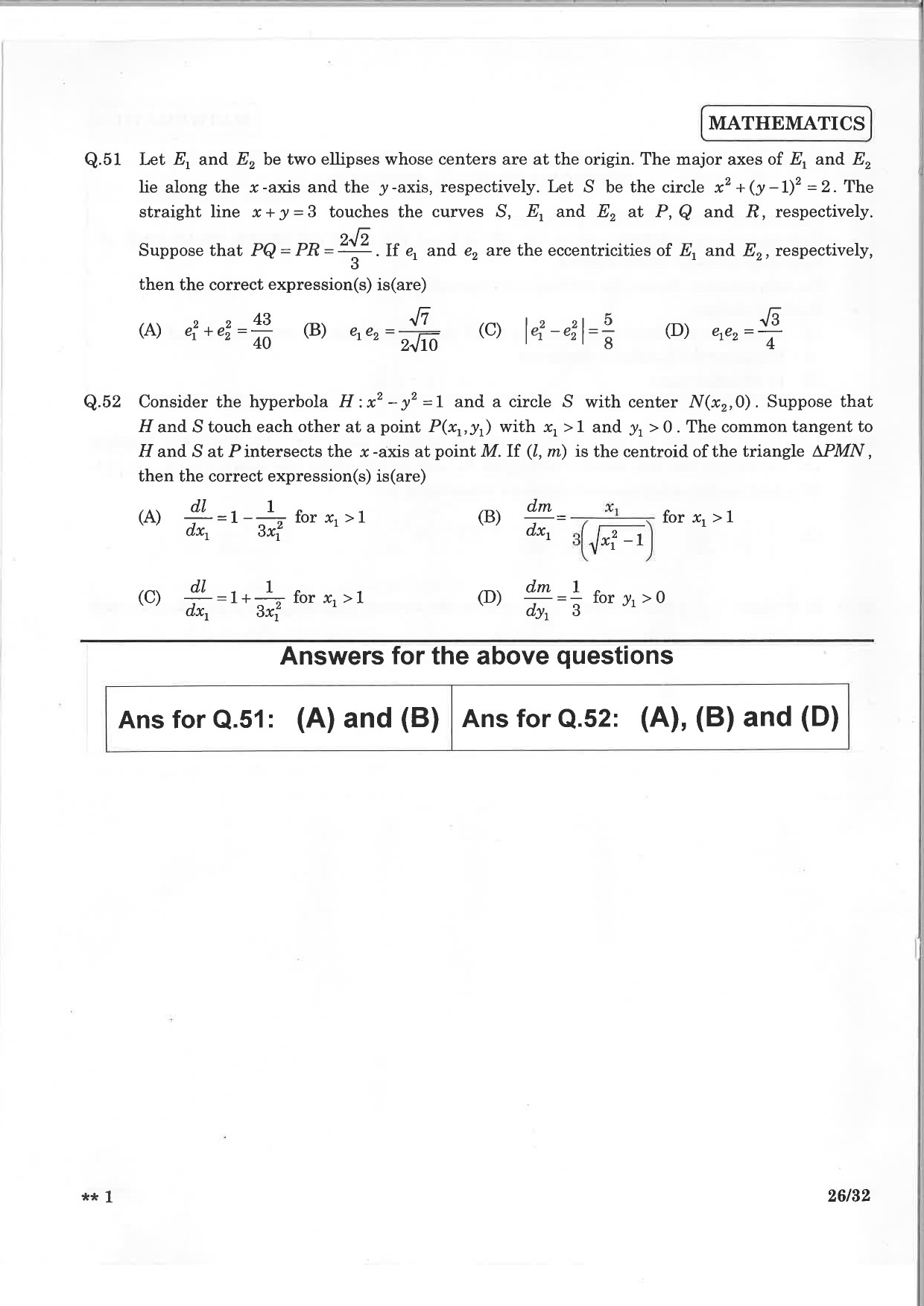 JEE Advanced Exam Question Paper 2015 Paper 2 Mathematics 5