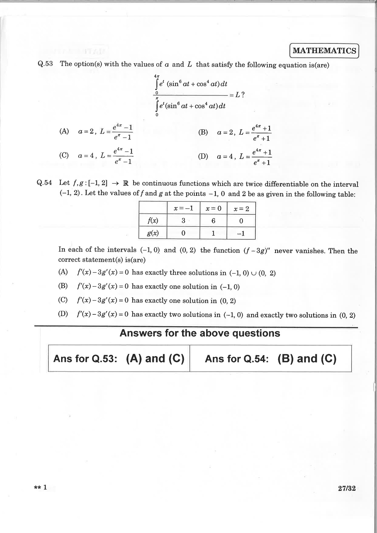 JEE Advanced Exam Question Paper 2015 Paper 2 Mathematics 6