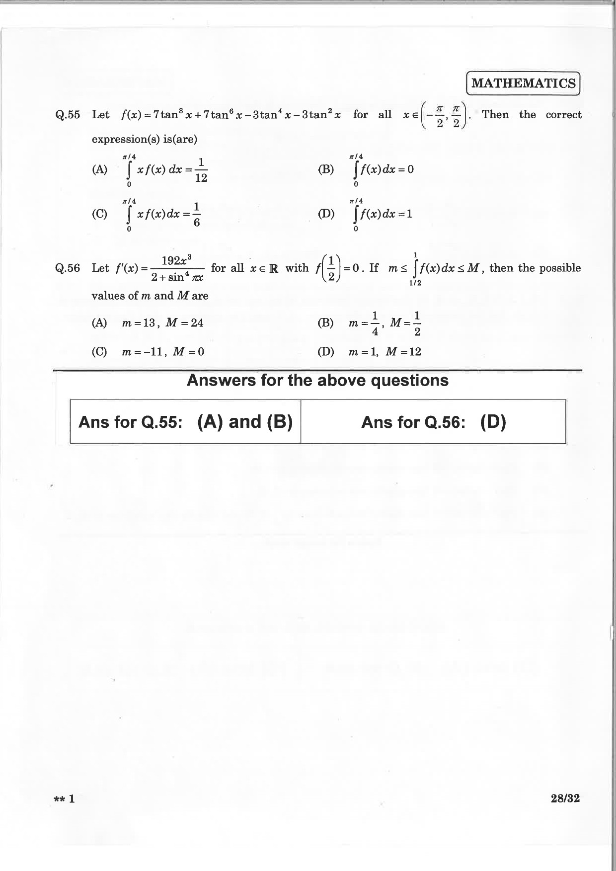 JEE Advanced Exam Question Paper 2015 Paper 2 Mathematics 7