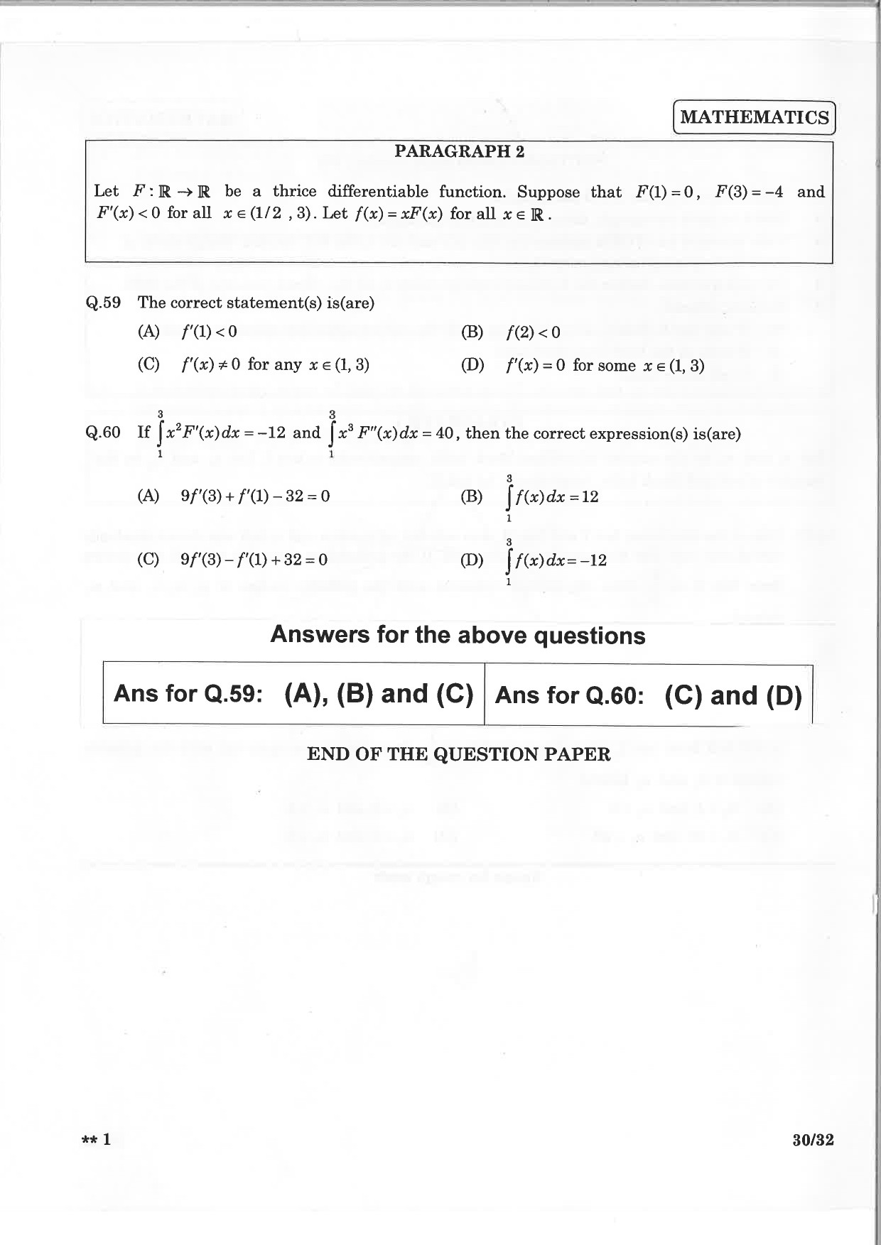 JEE Advanced Exam Question Paper 2015 Paper 2 Mathematics 9