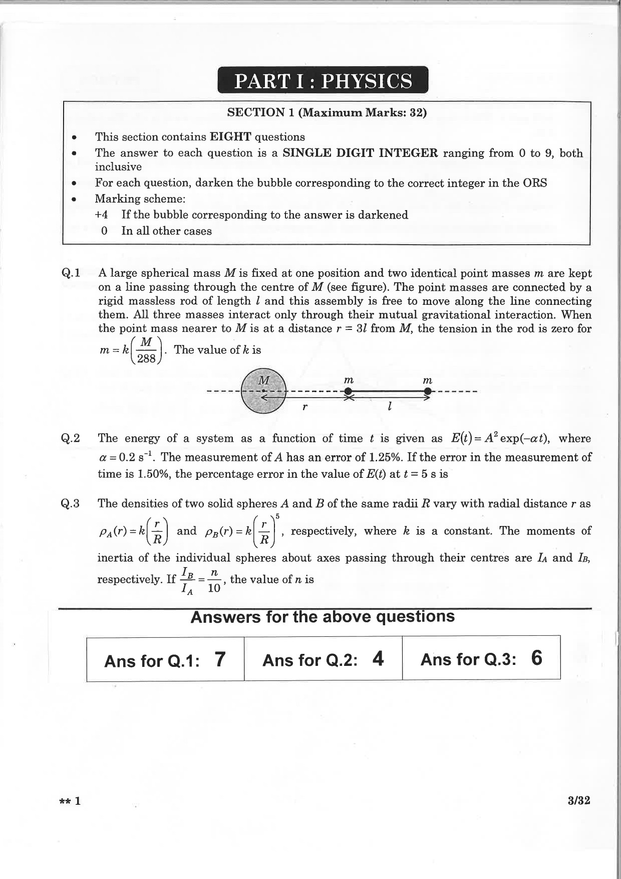 JEE Advanced Exam Question Paper 2015 Paper 2 Physics 1