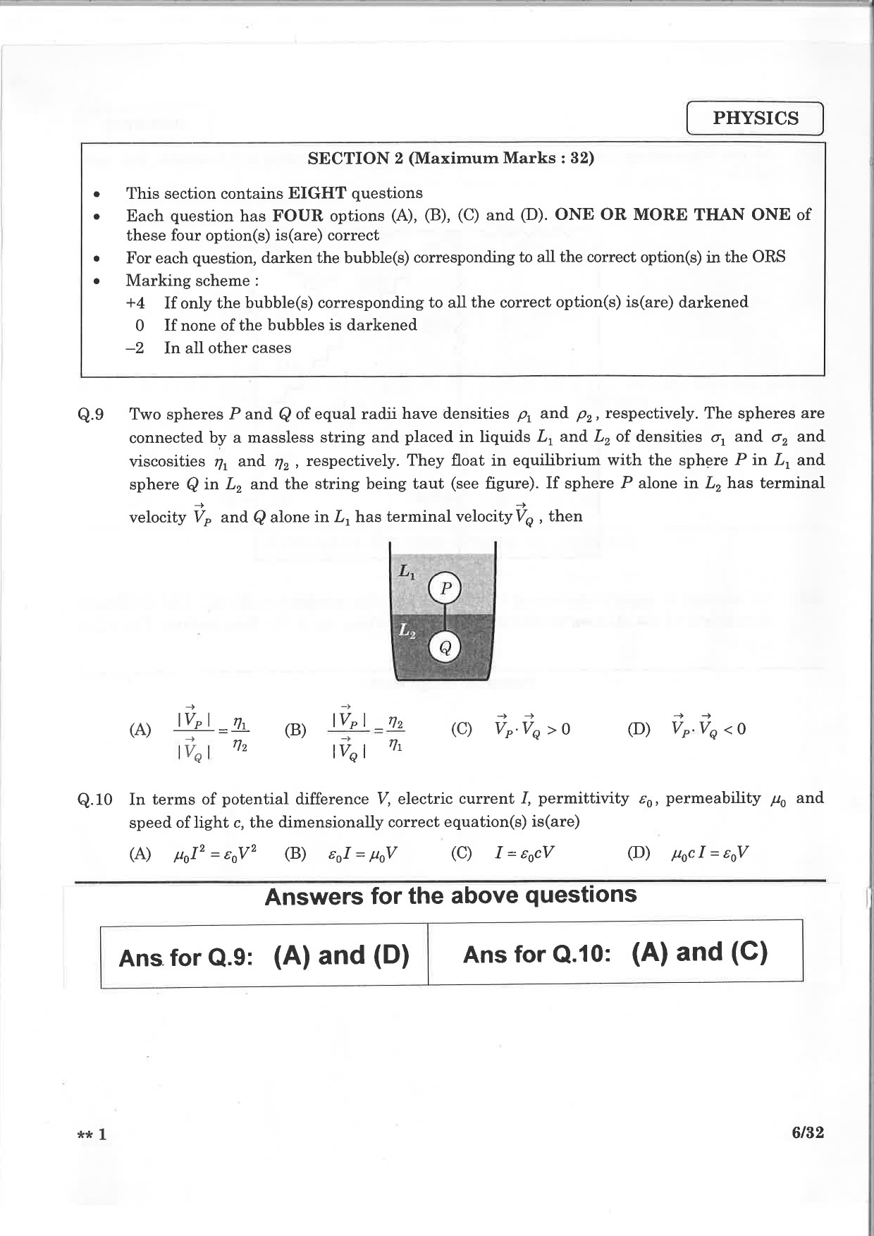JEE Advanced Exam Question Paper 2015 Paper 2 Physics 4