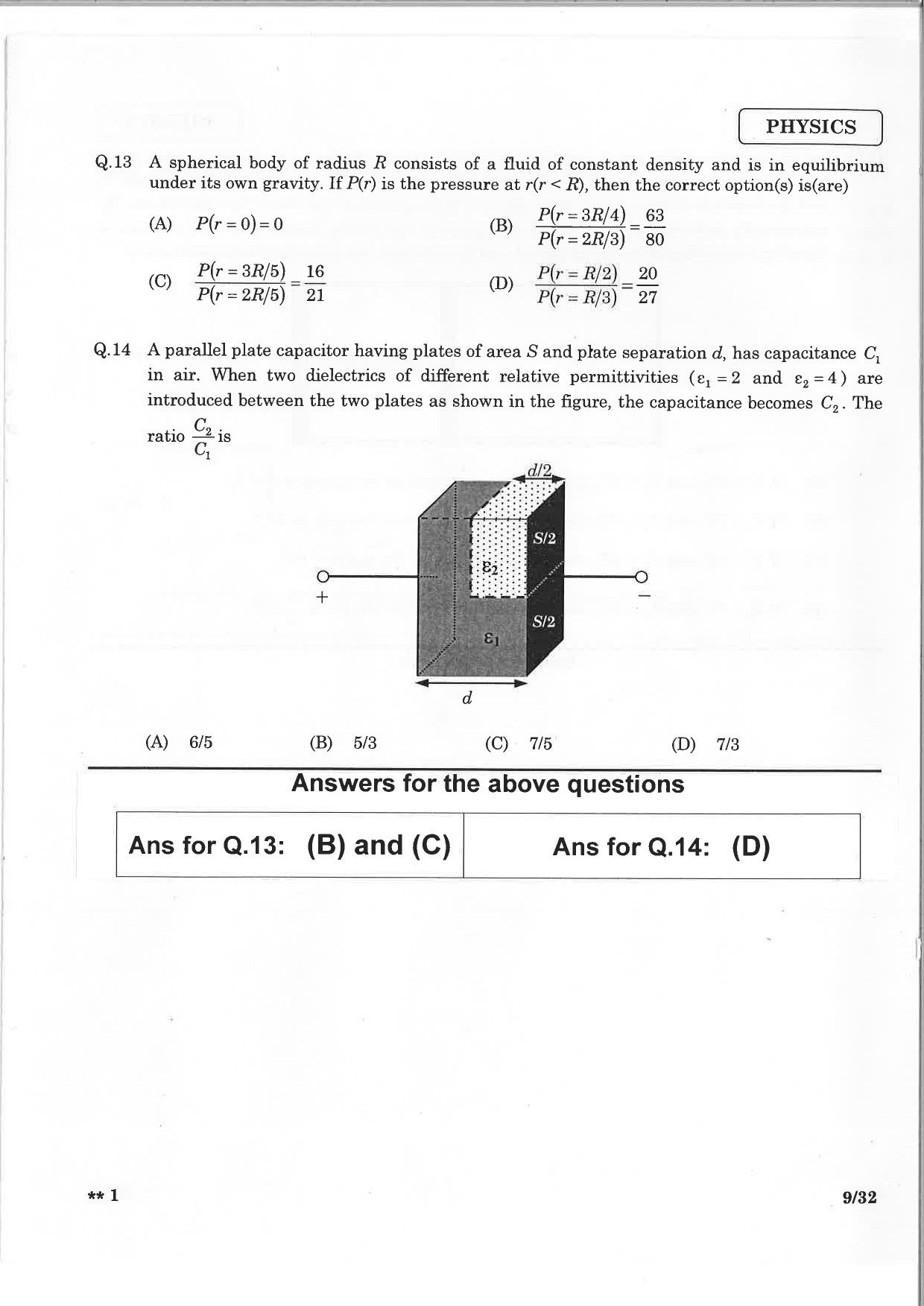 JEE Advanced Exam Question Paper 2015 Paper 2 Physics 7