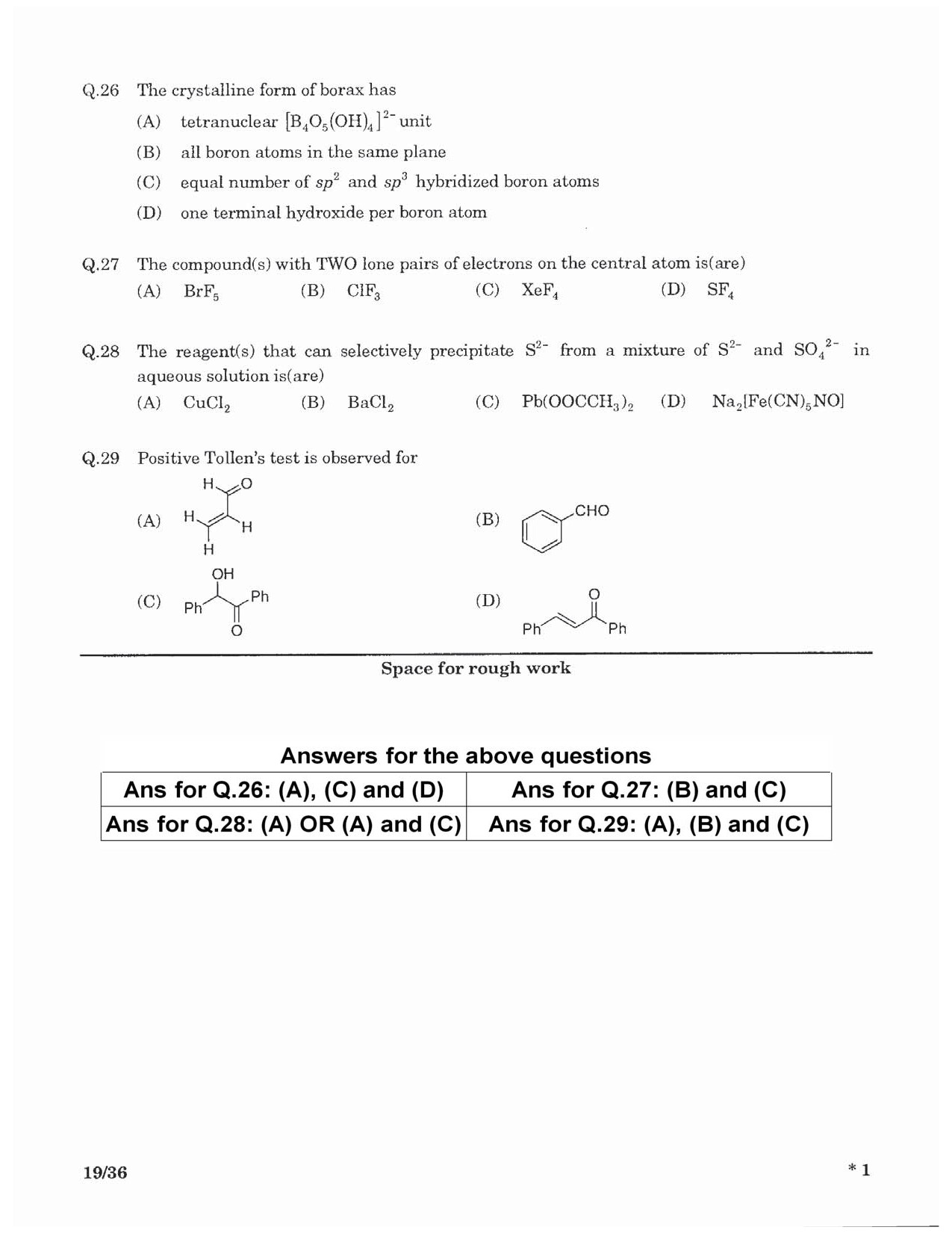 JEE Advanced Exam Question Paper 2016 Paper 1 Chemistry 4