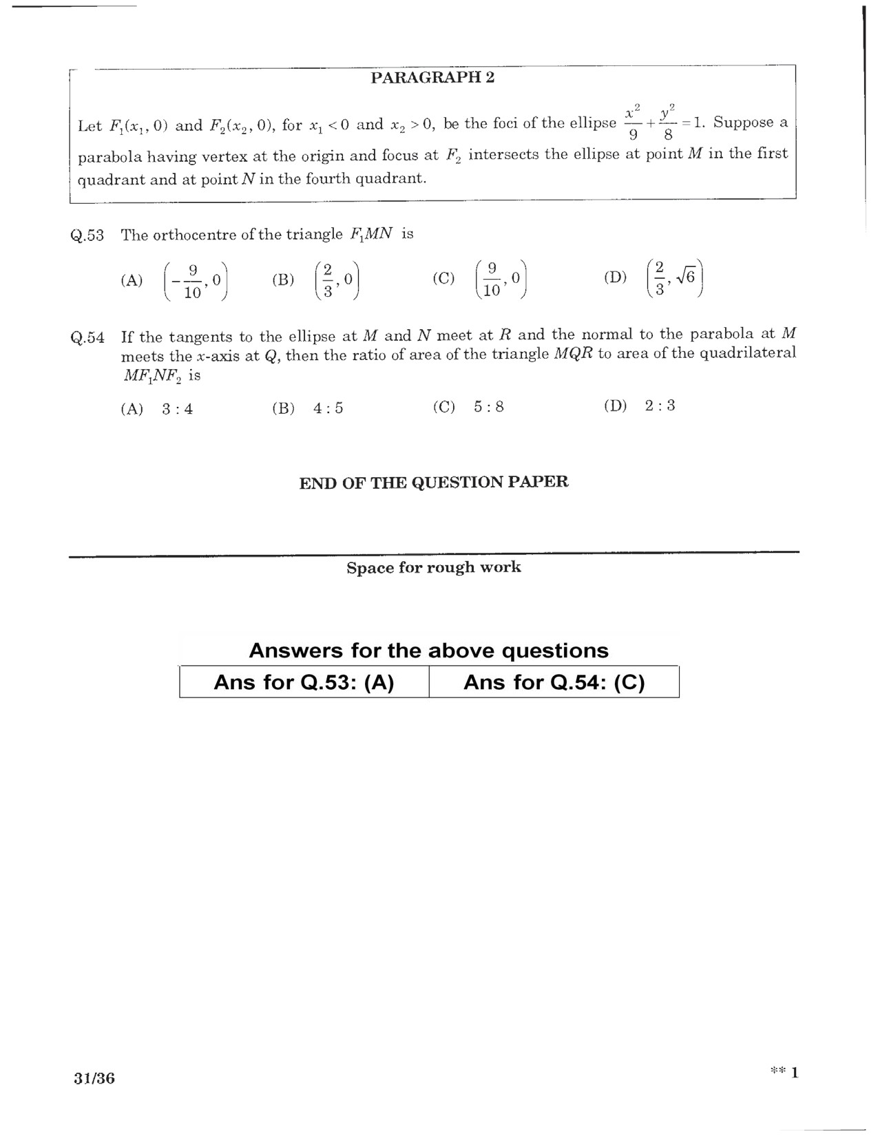 JEE Advanced Exam Question Paper 2016 Paper 2 Mathematics 8