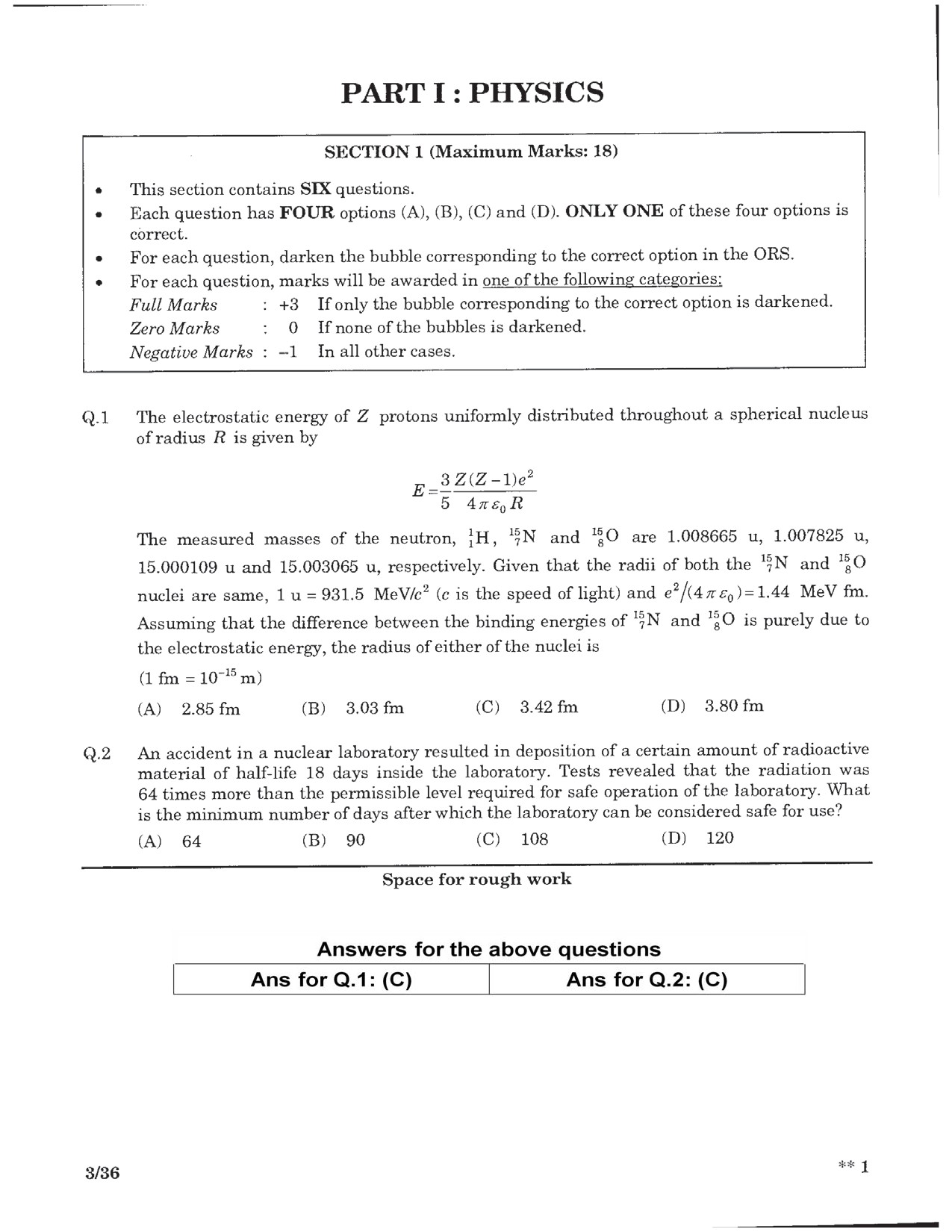 JEE Advanced Exam Question Paper 2016 Paper 2 Physics 1