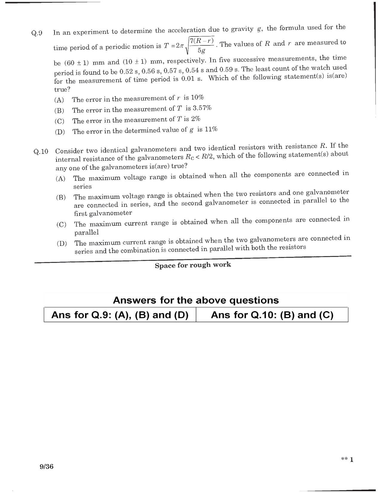 JEE Advanced Exam Question Paper 2016 Paper 2 Physics 7