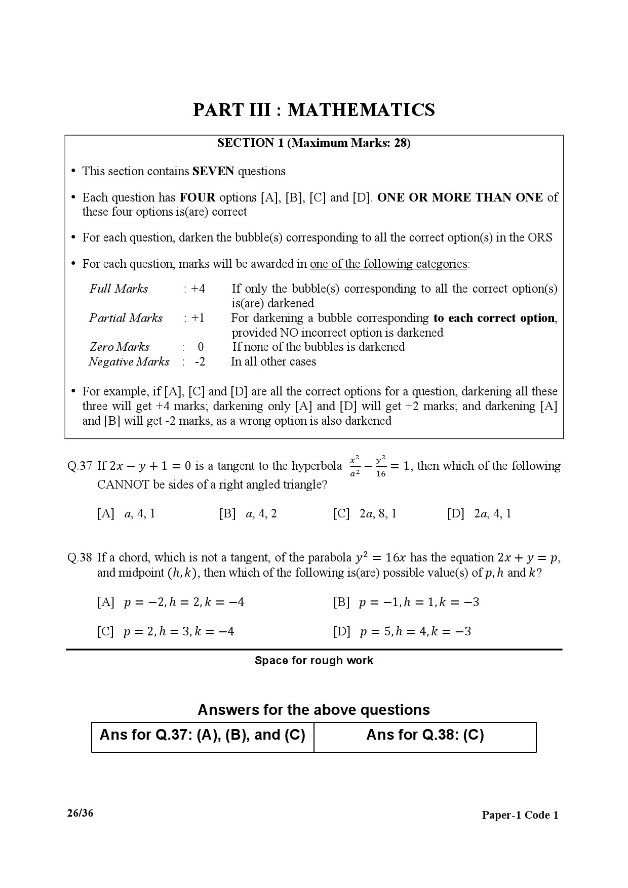 JEE Advanced Exam Question Paper 2017 Paper 1 Mathematics 1