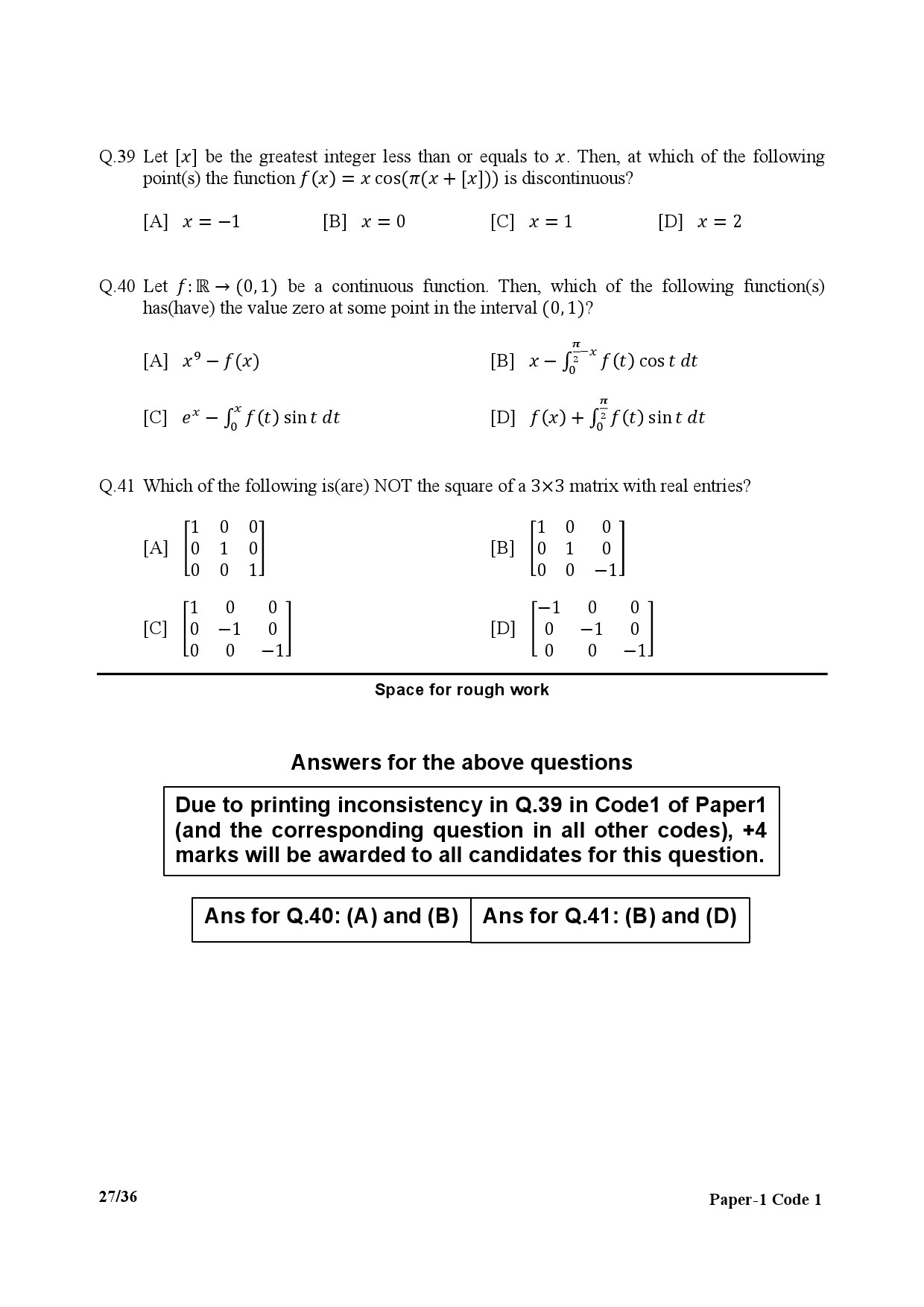 JEE Advanced Exam Question Paper 2017 Paper 1 Mathematics 2