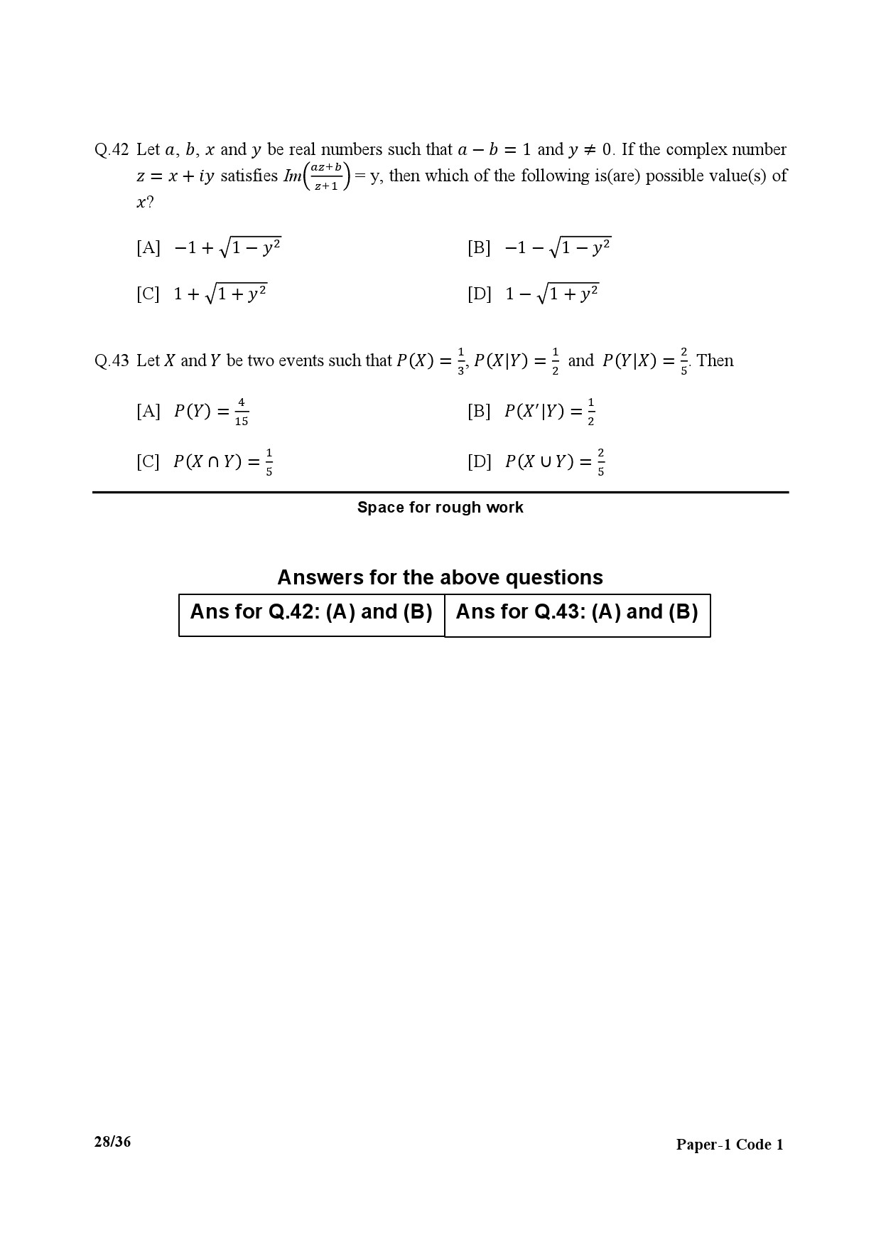JEE Advanced Exam Question Paper 2017 Paper 1 Mathematics 3