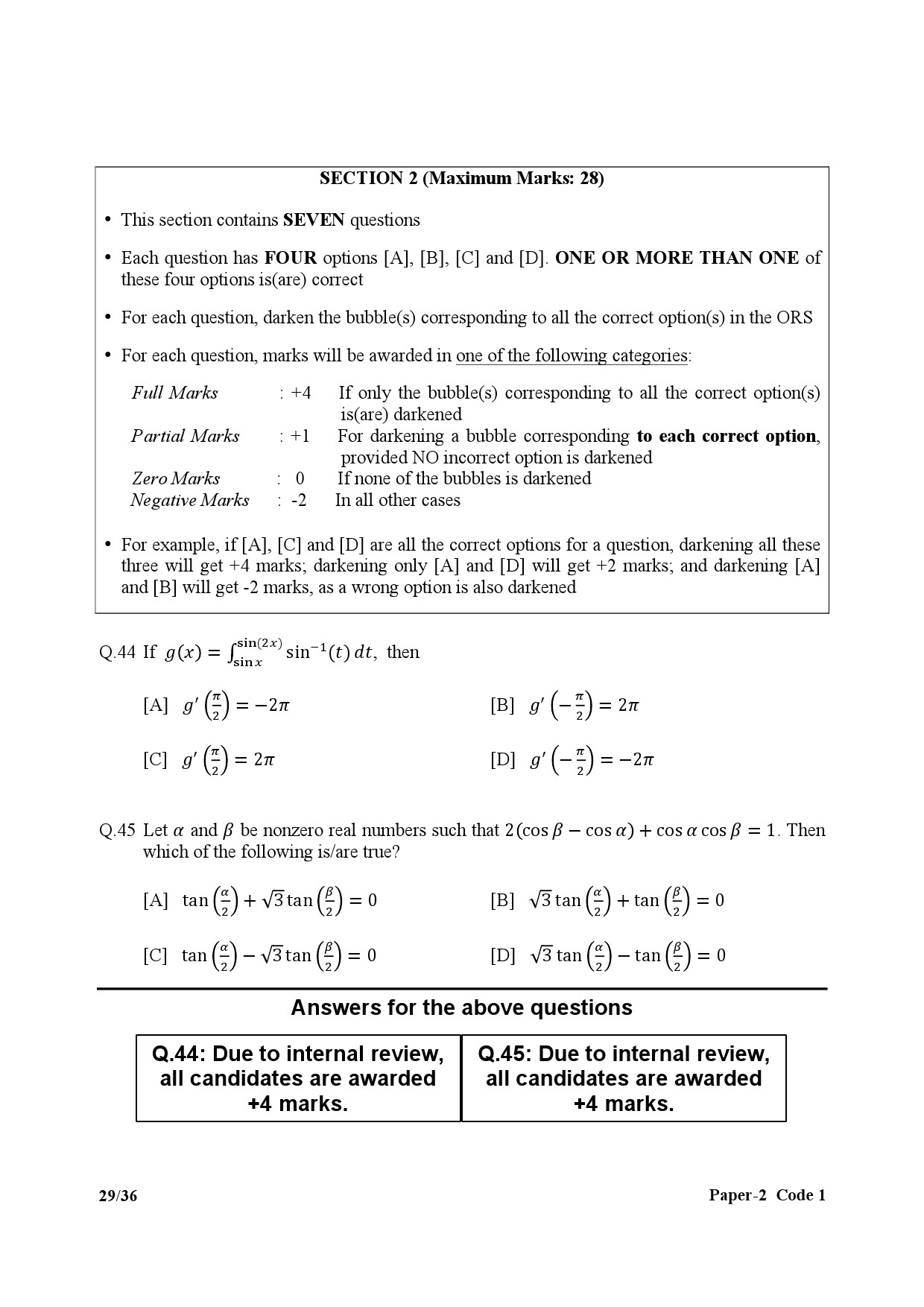 JEE Advanced Exam Question Paper 2017 Paper 2 Mathematics 4