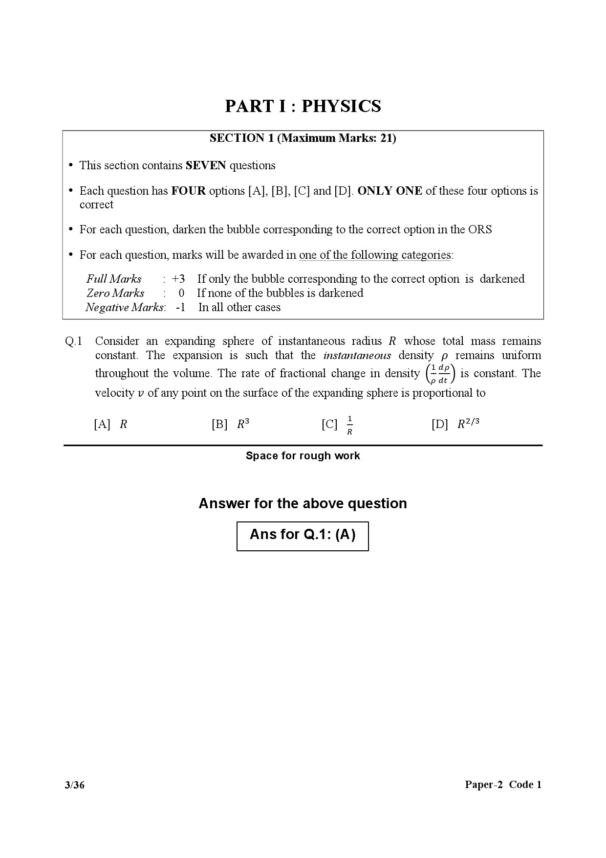 JEE Advanced Exam Question Paper 2017 Paper 2 Physics 1