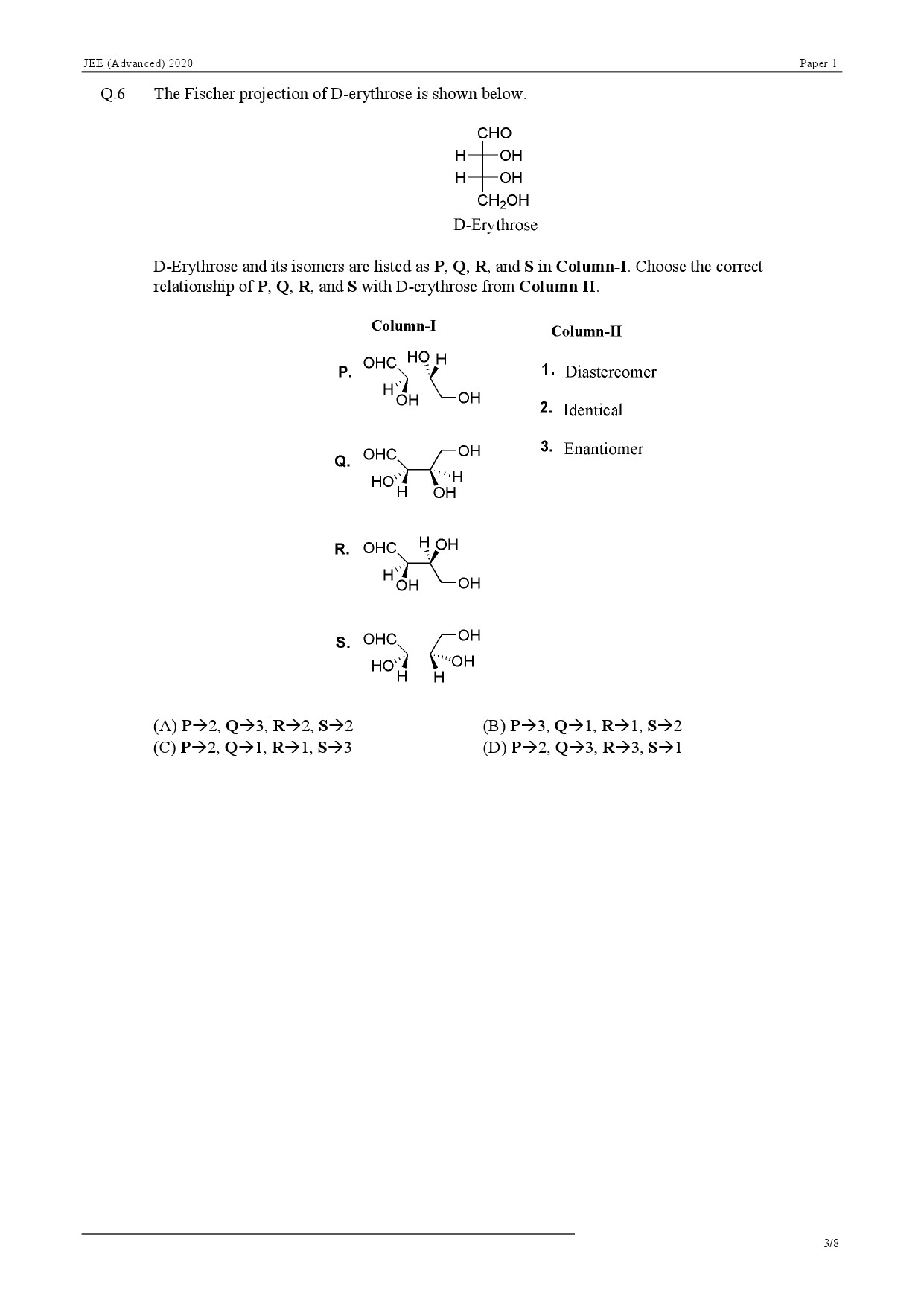 JEE Advanced Exam Question Paper 2020 Paper 1 Chemistry 3