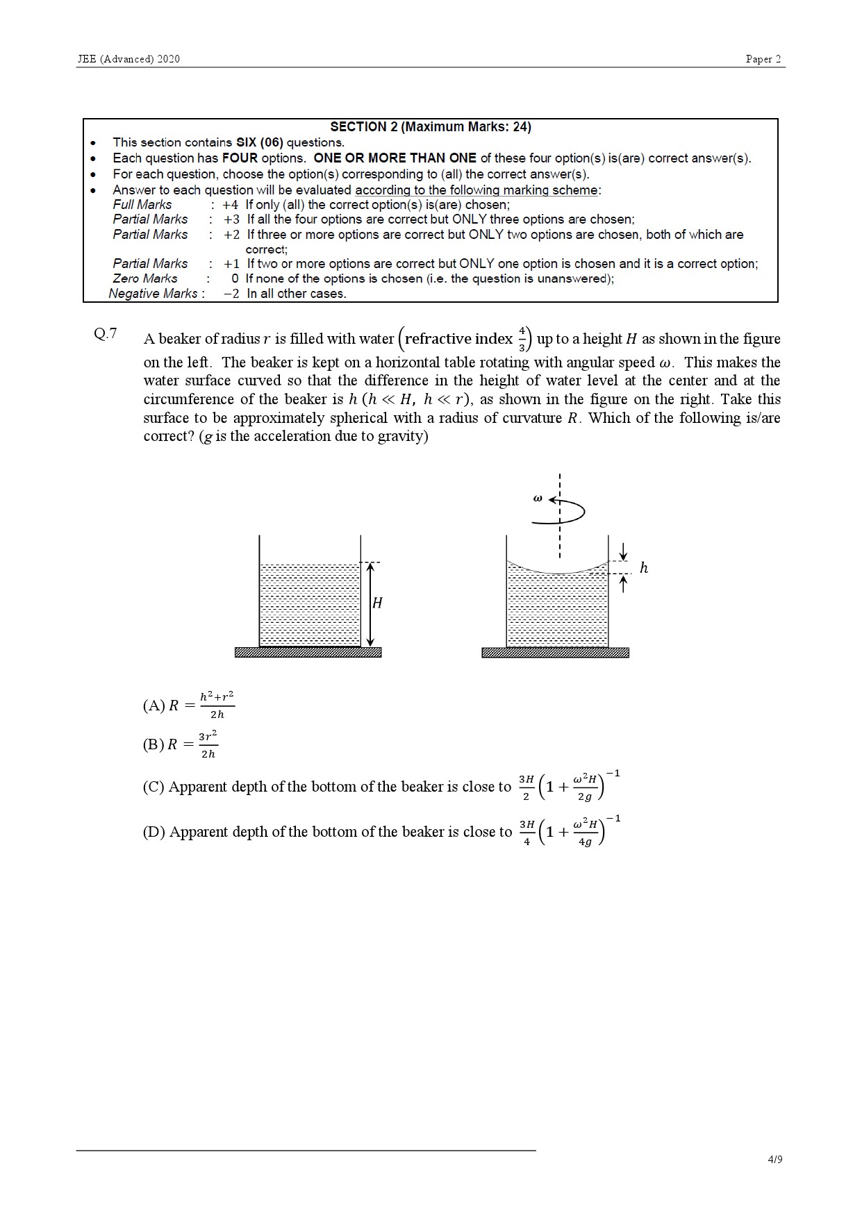 JEE Advanced Exam Question Paper 2020 Paper 2 Physics 4