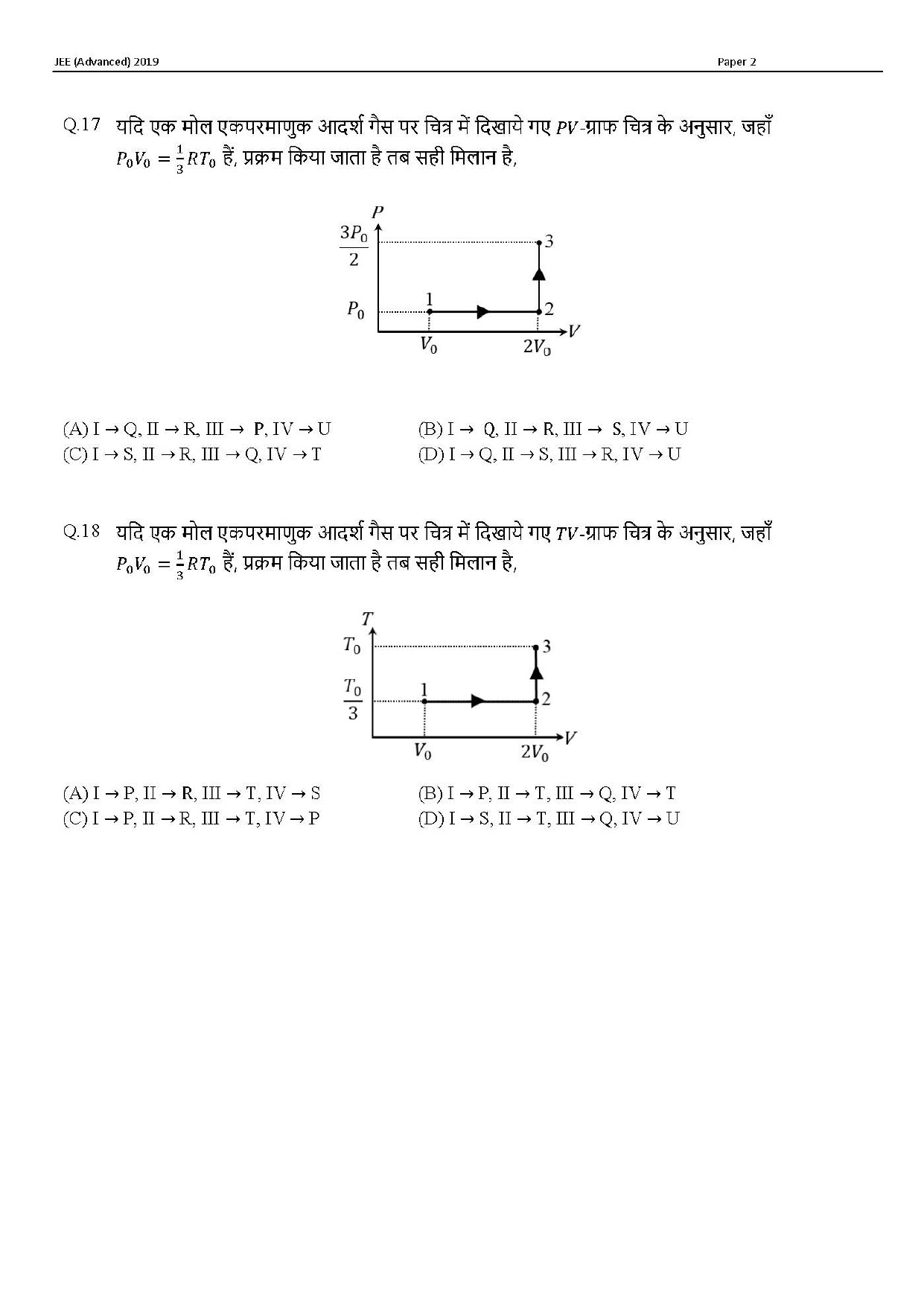 JEE Advanced Hindi Question Paper 2019 Paper 2 Physics 14