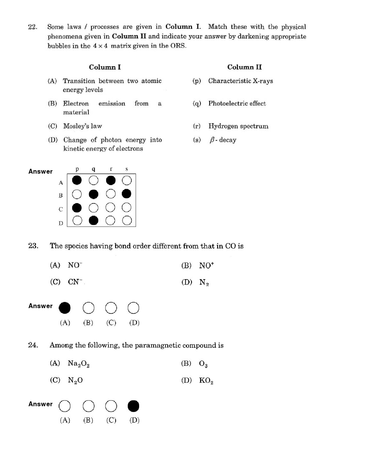 JEE Exam Question Paper 2007 Paper 1 10