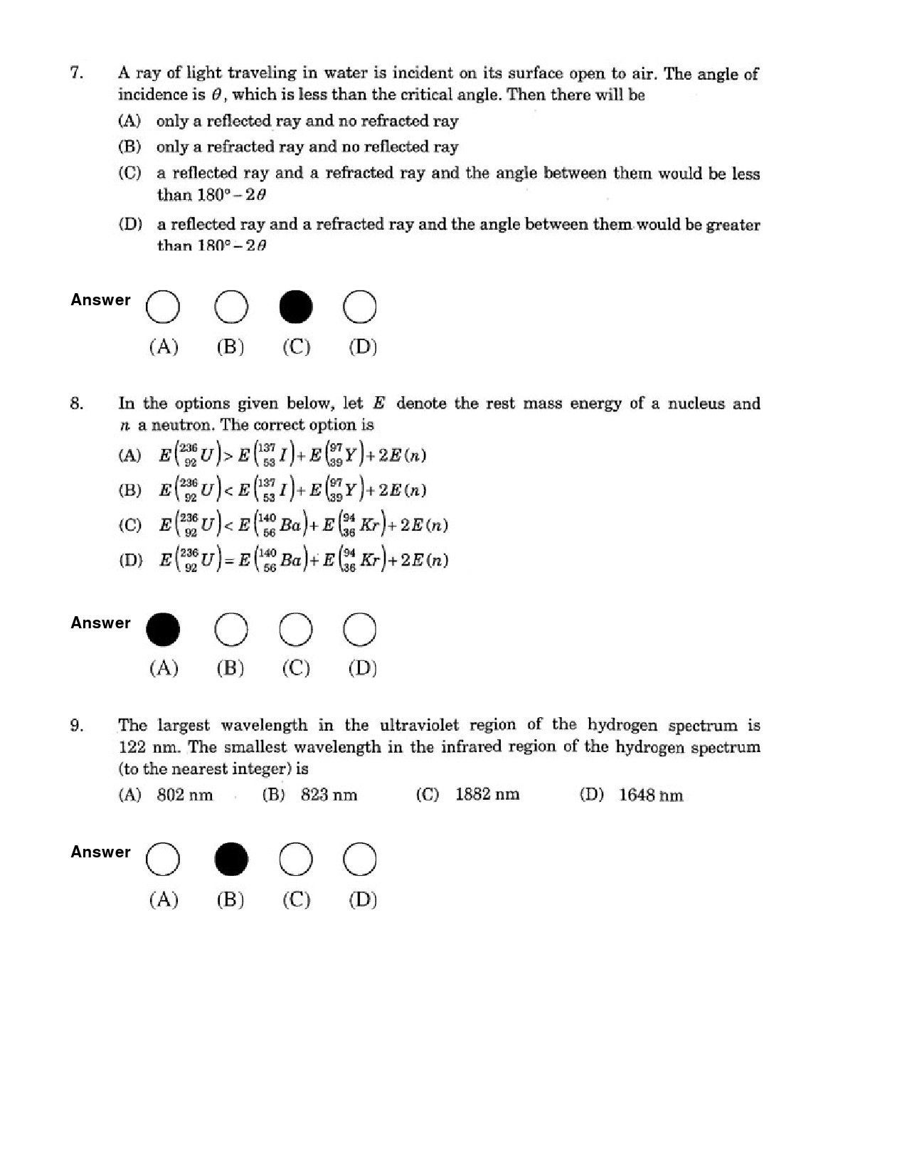 JEE Exam Question Paper 2007 Paper 1 3