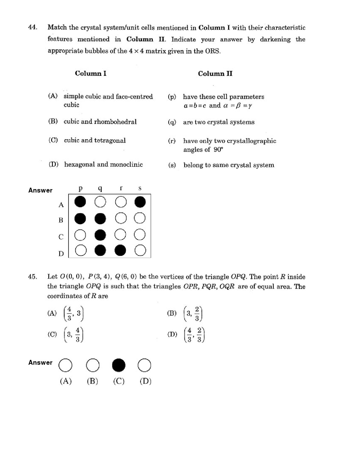 JEE Exam Question Paper 2007 Paper 2 19